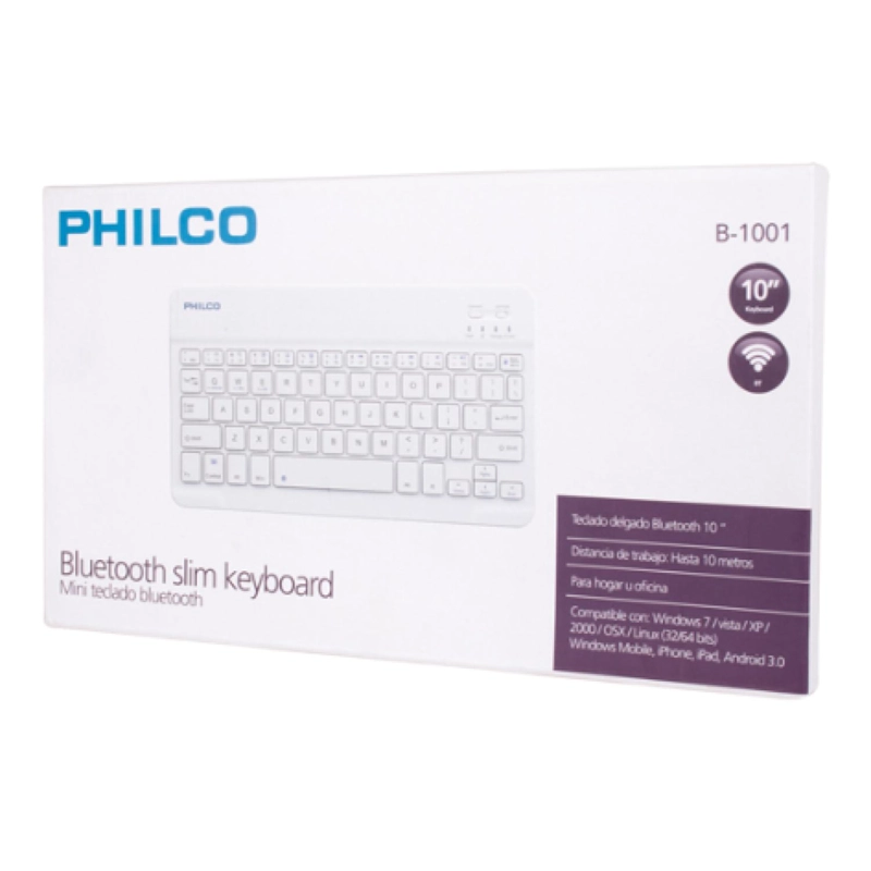 MINI TECLADO INALAMBRICO BLUETOOTH BLANCO B-1001 PHILCO - 3