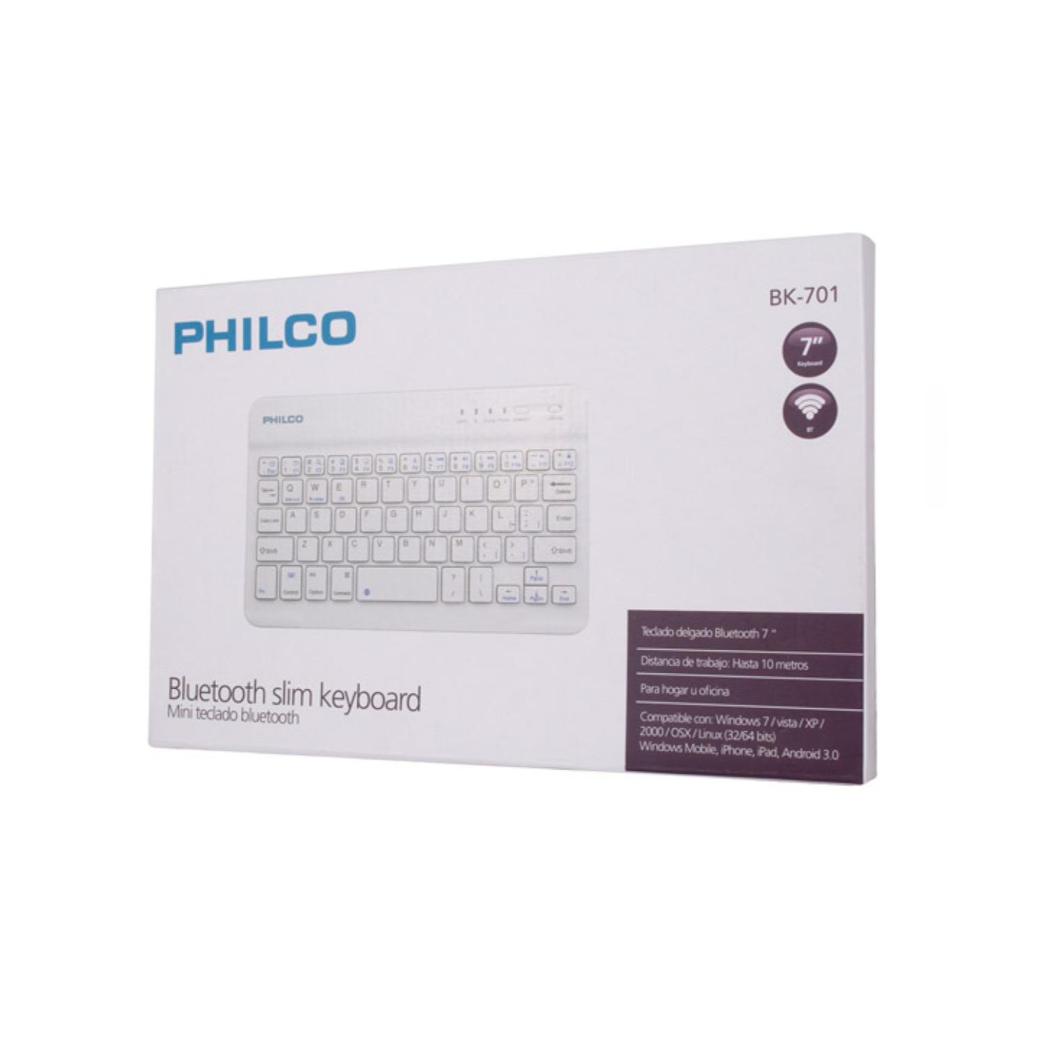 MINI TECLADO WINDOWS PHILCO BLUETOOTH 7' RECARGABLE BLANCO BK-701 - 3