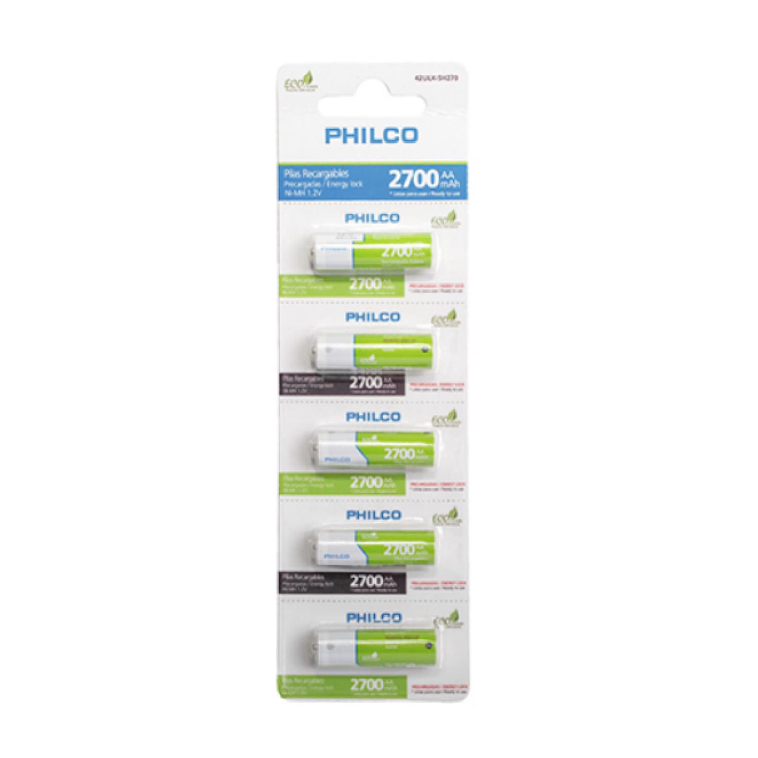 PILAS PHILCO TIRA 5 RECARGABLES AA 2700MAH - 1