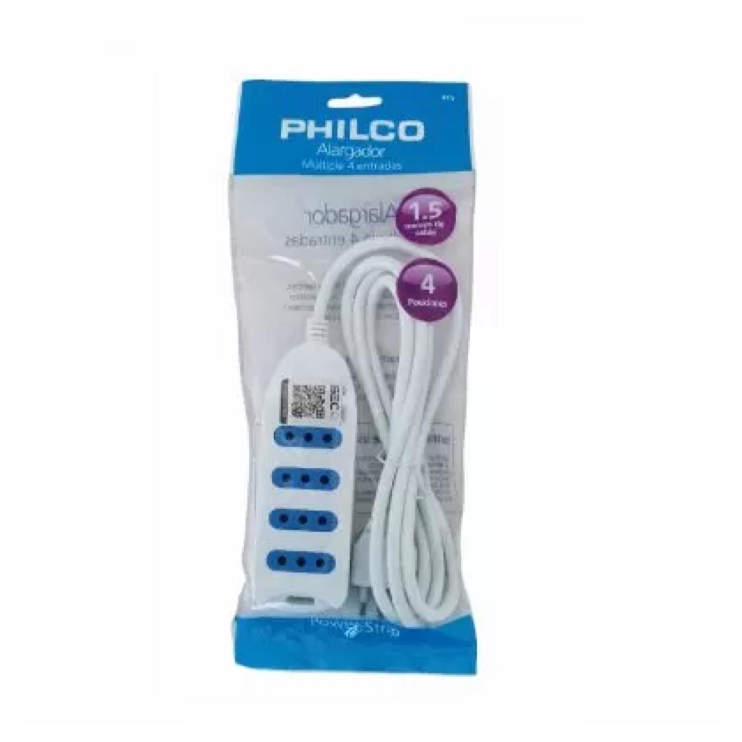 ALARGADOR EXTENCION 3 MTS 4 ENTRADAS EN COLOR NEGRO PHILCO - 2