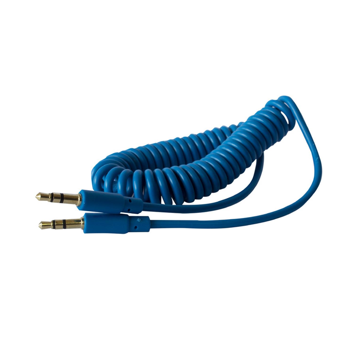CABLE AUXILIAR AUDIO JACK 3.5 TRENZADO 1.8MTS AZUL PHILCO - 1