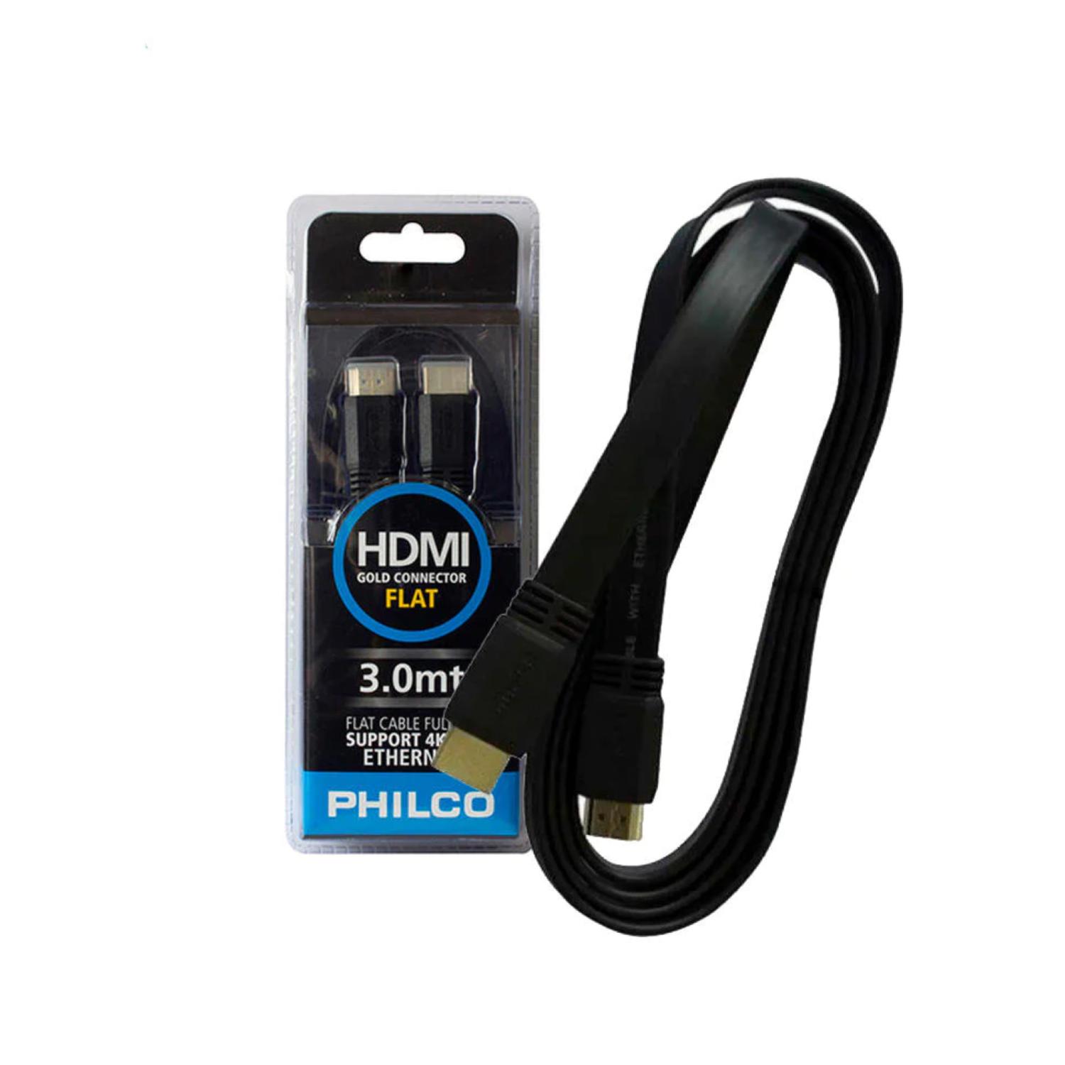 CABLE HDMI PHILCO HD 4K 3MTS TIPO FLAT NEGRO - 1