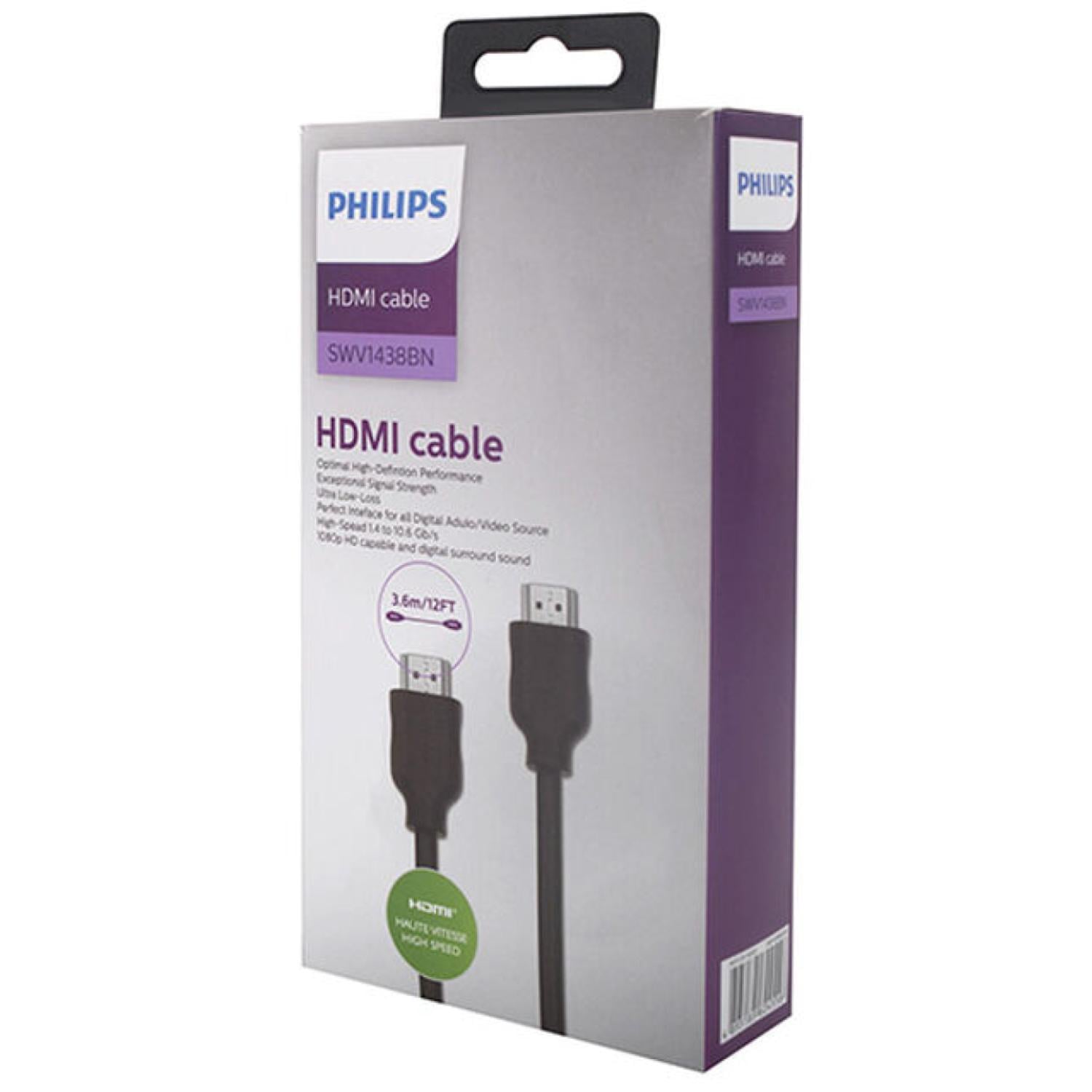 CABLE HDMI PHILIPS PUNTAS DORADAS 3.6MTS HD 4K SWV1438BN - 2