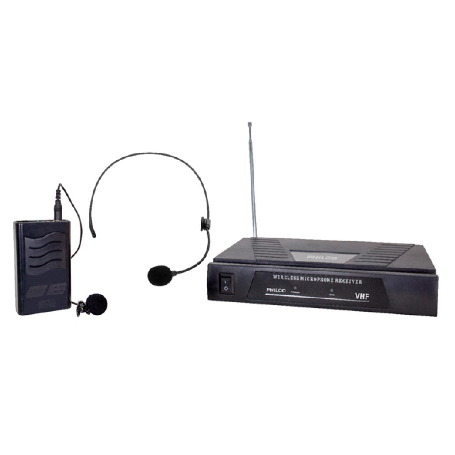 KIT PHILCO MICRÓFONO INALÁMBRICO VHF 2 EN 1 CINTILLO Y SOLAPA - 1