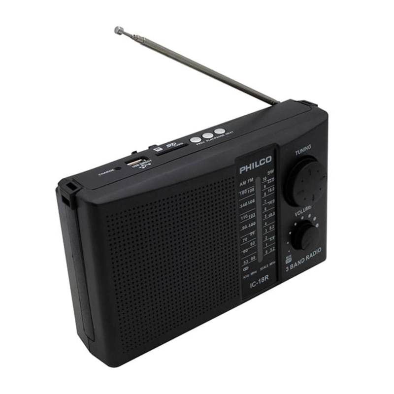 RADIO PHILCO 3 BANDAS USB AUX RECARGABLE NEGRO IC-18R - 2