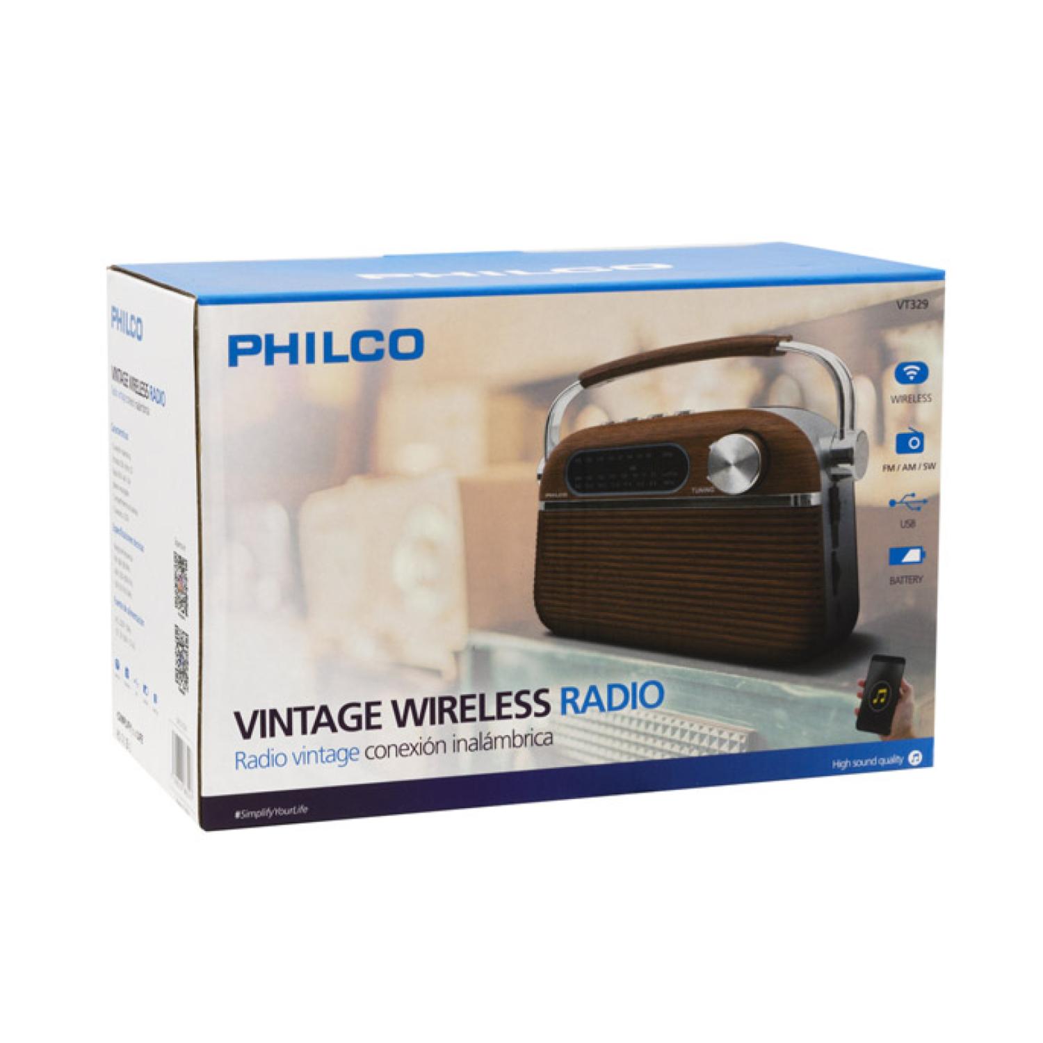 RADIO VINTAGE BLUETOOTH AM FM USB CAFE VT329 PHILCO - 3