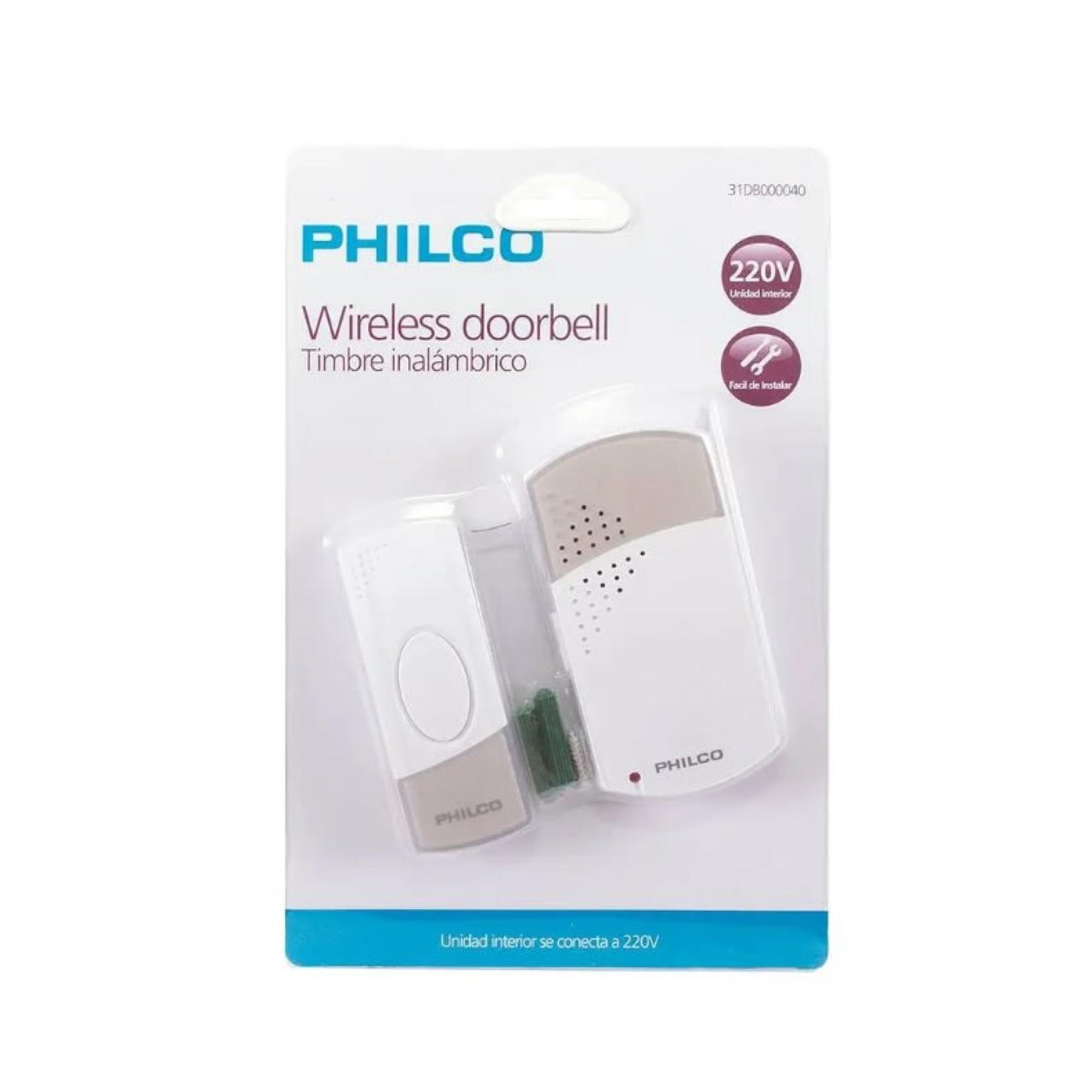 TIMBRE PHILCO INALÁMBRICO 32 TONOS DIFERENTES 220 V BLANCO - 2