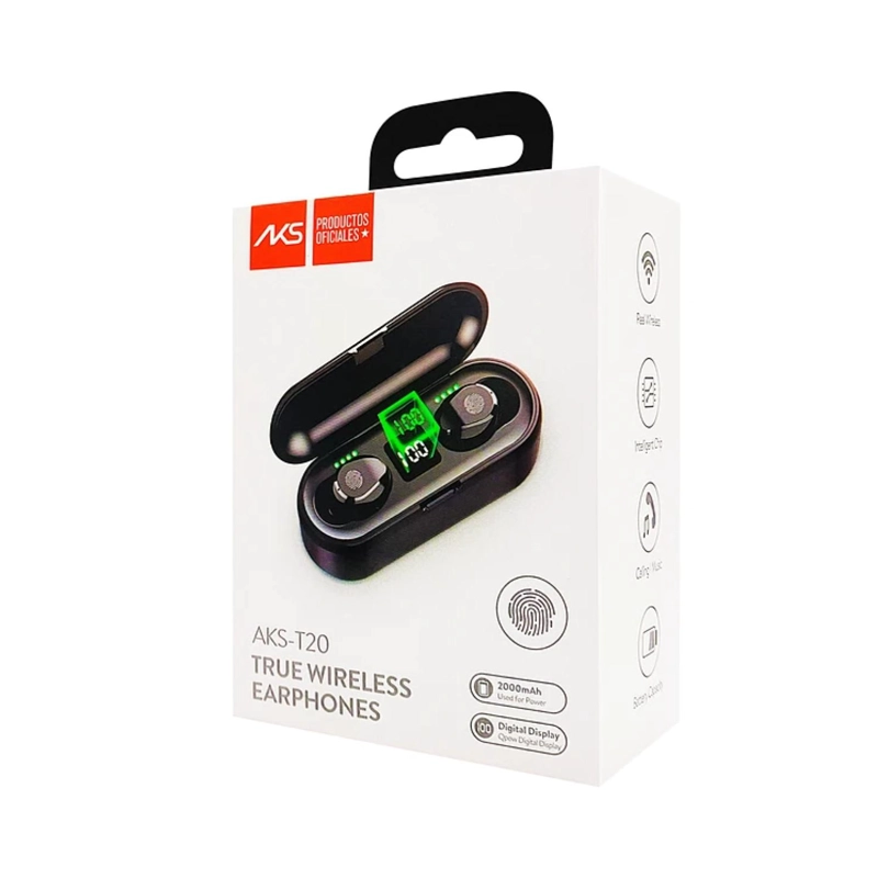AUDÍFONOS TOTAL CLICK IN EAR TRUE WIRELESS MANOS LIBRES RECARGABLES AKS-T20 BLUETOOTH NEGRO - 3