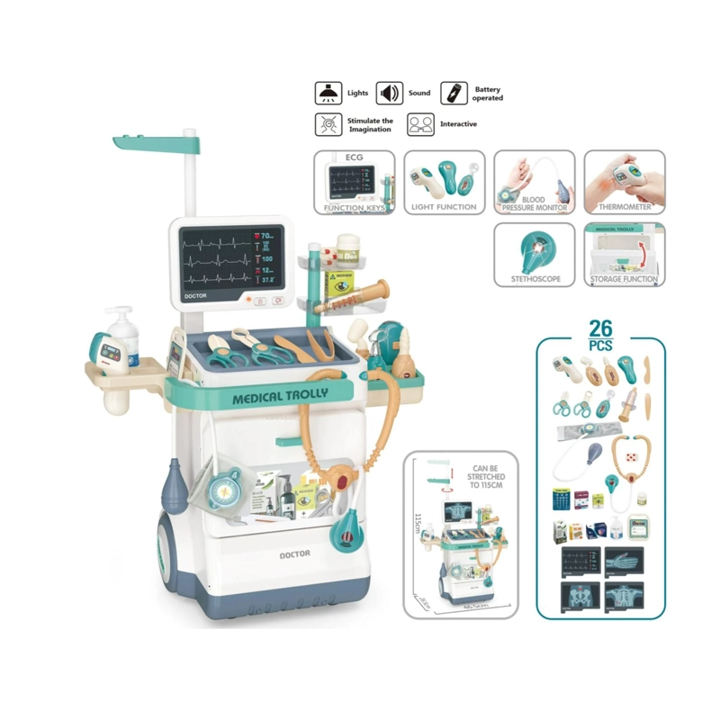 JUGUETE TOTAL CLICK KIT MEDICO MESA CON 26 ACCESORIOS MULTIFUNCIONAL INFANTIL - 1