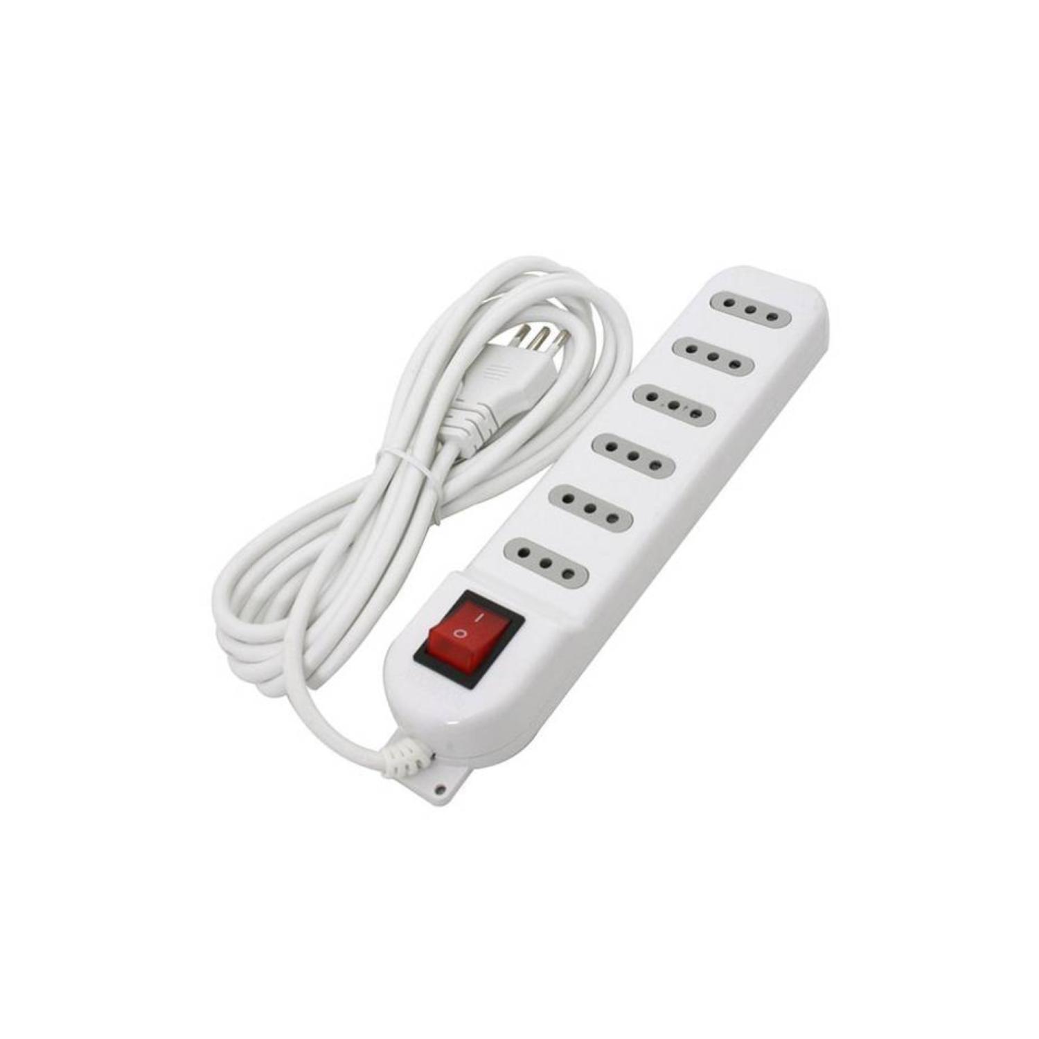 ZAPATILLA ALARGADOR MACROTEL 3 MT 6 ENTRADAS BLANCO - 1