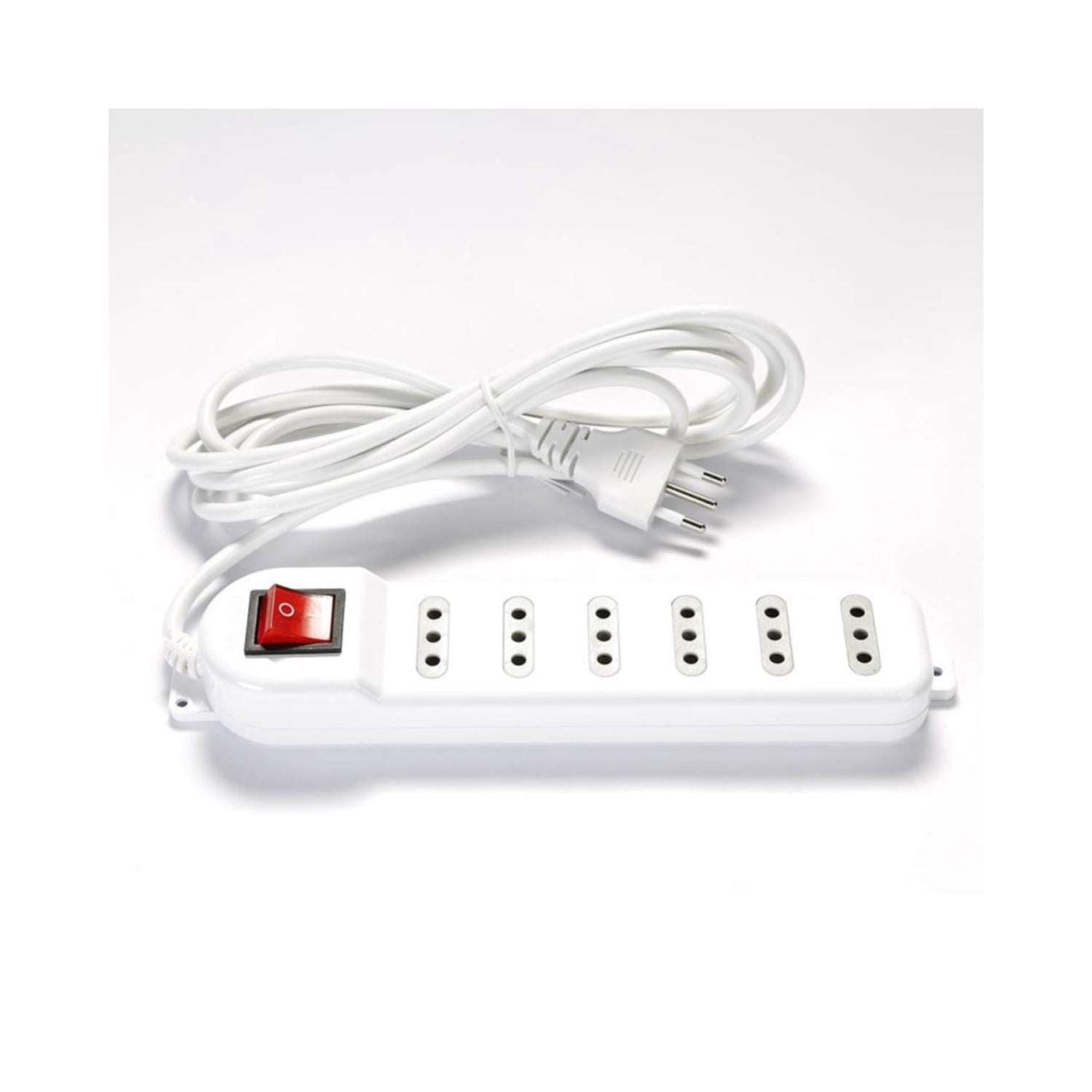 ZAPATILLA ALARGADOR MACROTEL 3 MT 6 ENTRADAS BLANCO - 2