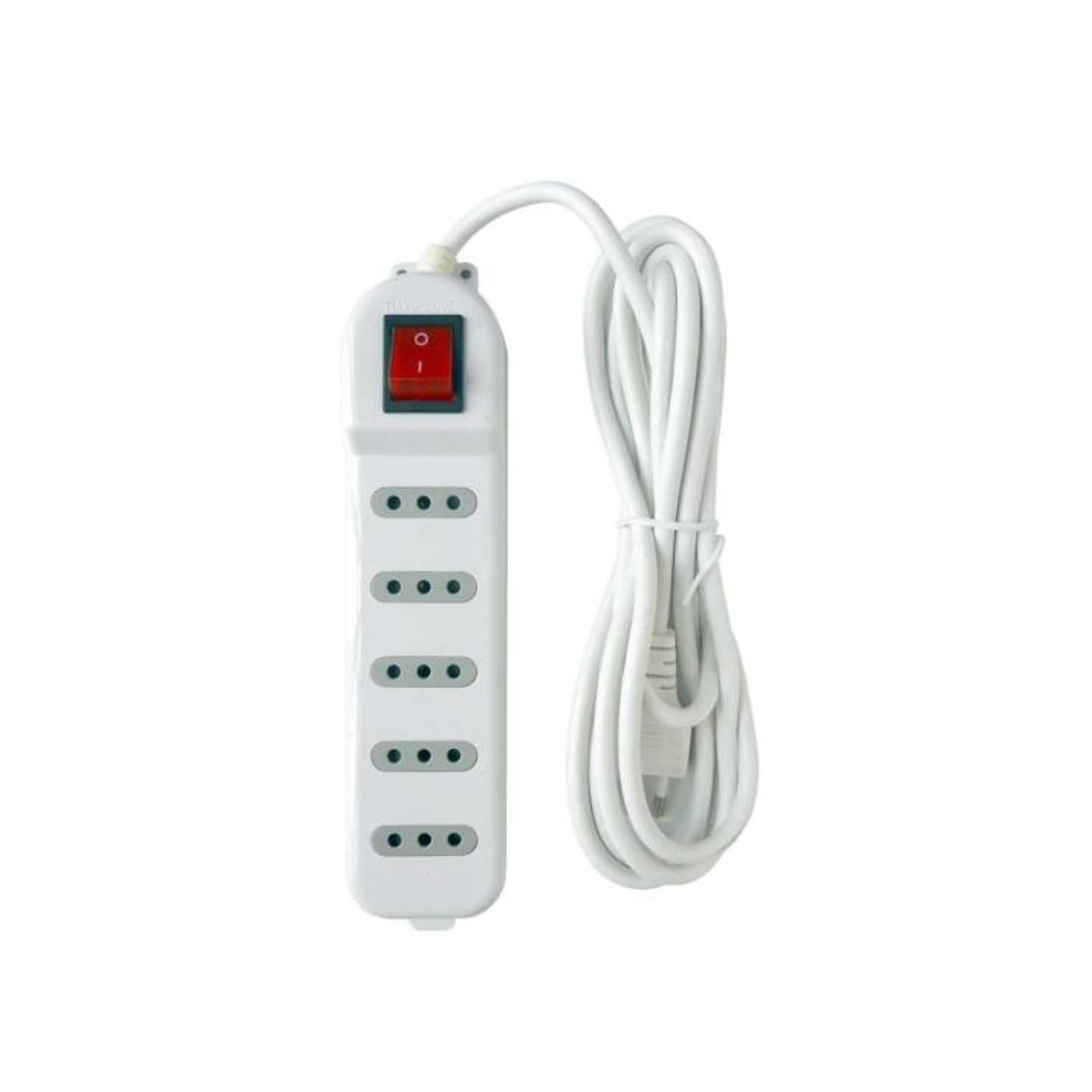 ZAPATILLA ALARGADOR MACROTEL 5 MT 5 ENTRADAS BLANCO - 1