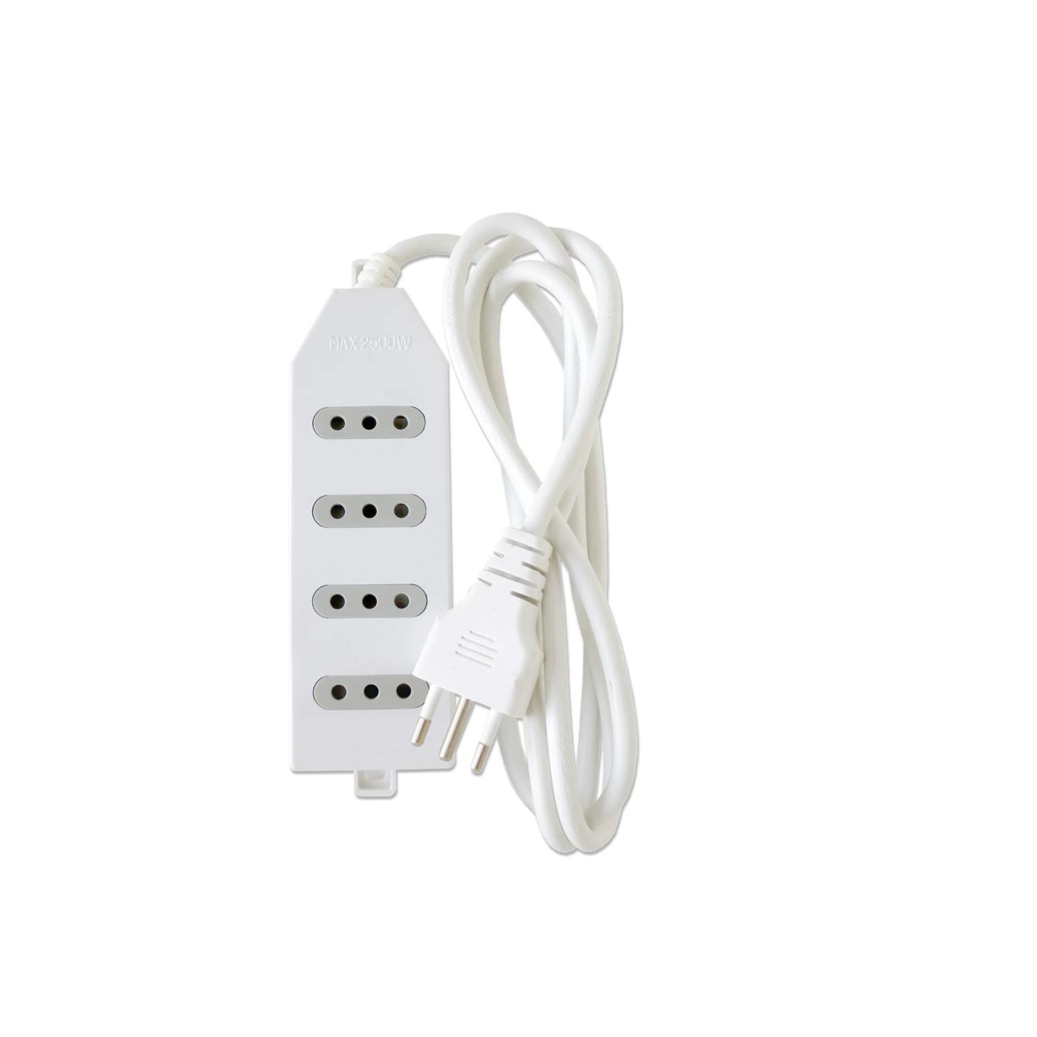 ZAPATILLA ALARGADOR MACROTEL 3 MT 4 ENTRADAS BLANCO - 1