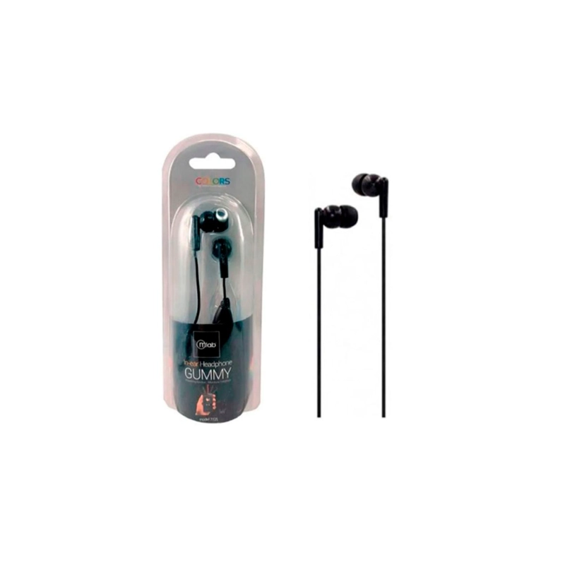 AUDÍFONOS MLAB IN EAR MANOS LIBRES GUMMY NEGRO CONECTOR JACK 3.5MM - 2