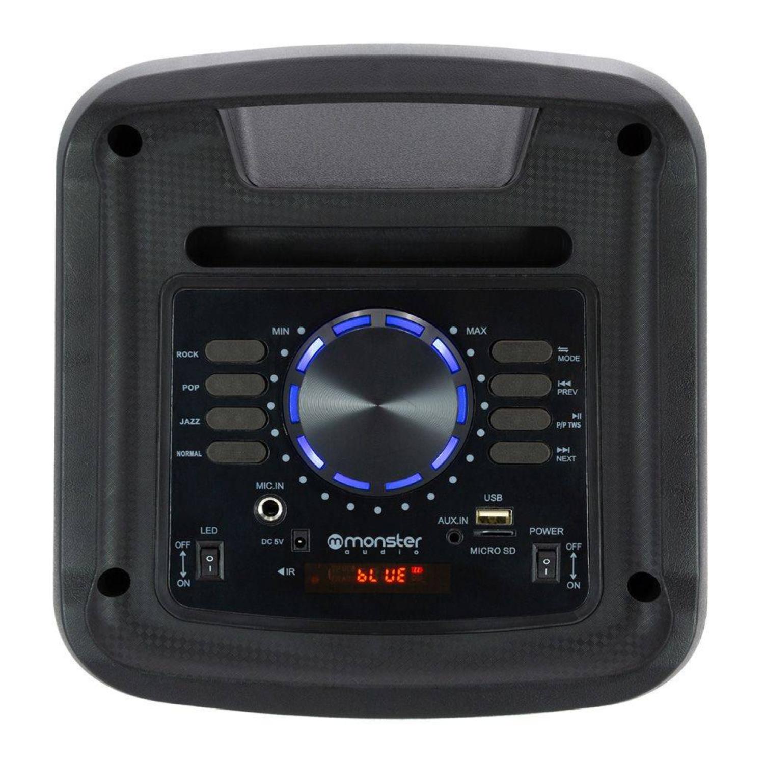 PARLANTE BLUETOOTH KARAOKE 8' USB AUX RGB TWS 850BK MONSTER - 4