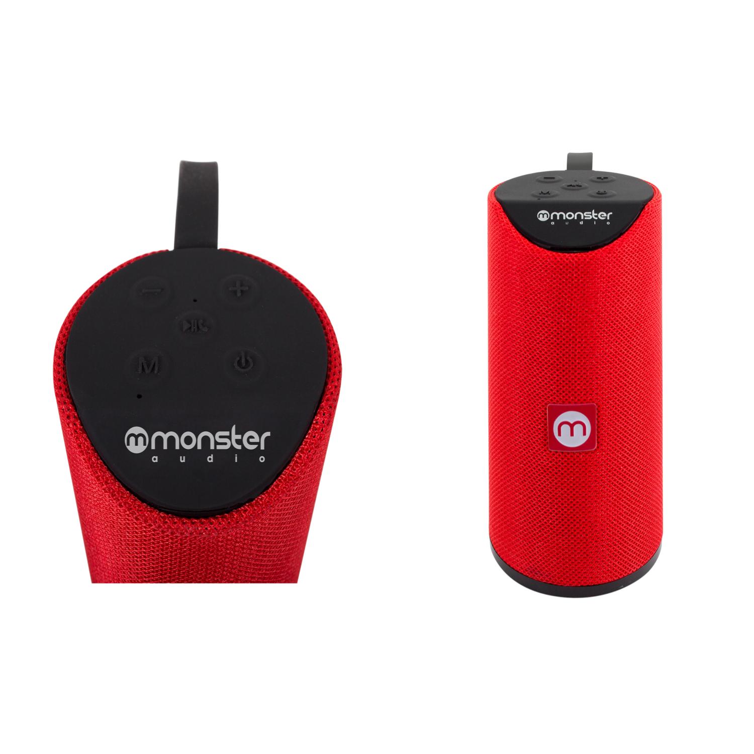 PARLANTE BLUETOOTH MONSTER INALAMBRICO TWS AUX MICRO SD ROJO - 2