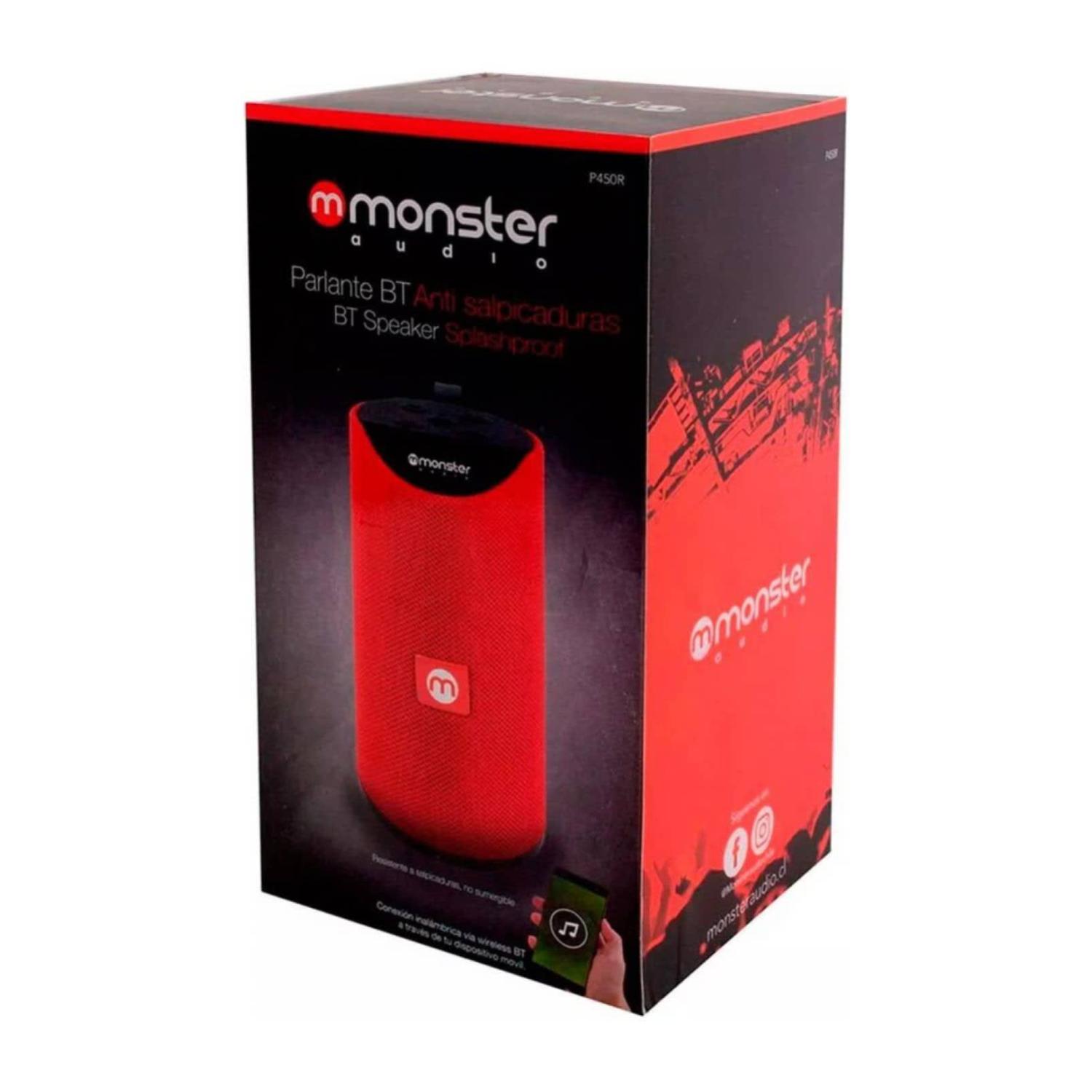 PARLANTE BLUETOOTH MONSTER INALAMBRICO TWS AUX MICRO SD ROJO - 3