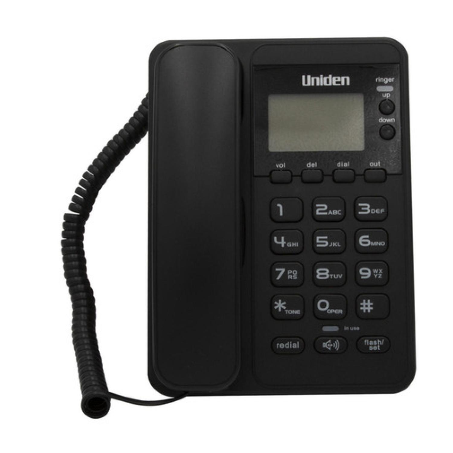 TELEFONO SOBREMESA MANOS LIBRES BOTONES GRANDES EN COLOR NEGRO UNIDEN
