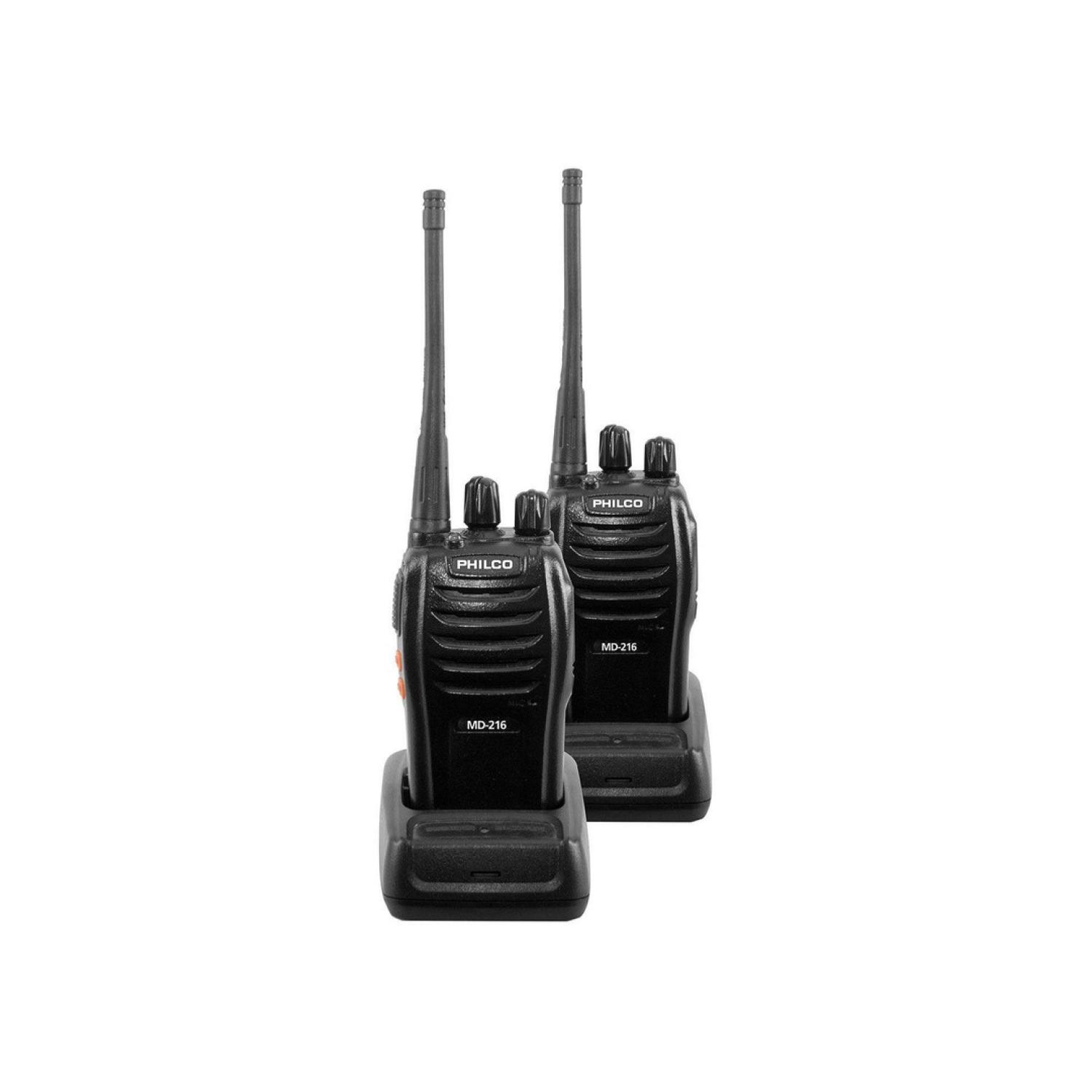 KIT 2 RADIOS TRANSMISORES WALKIE TALKIE PHILCO 16KMS NEGRO - 1