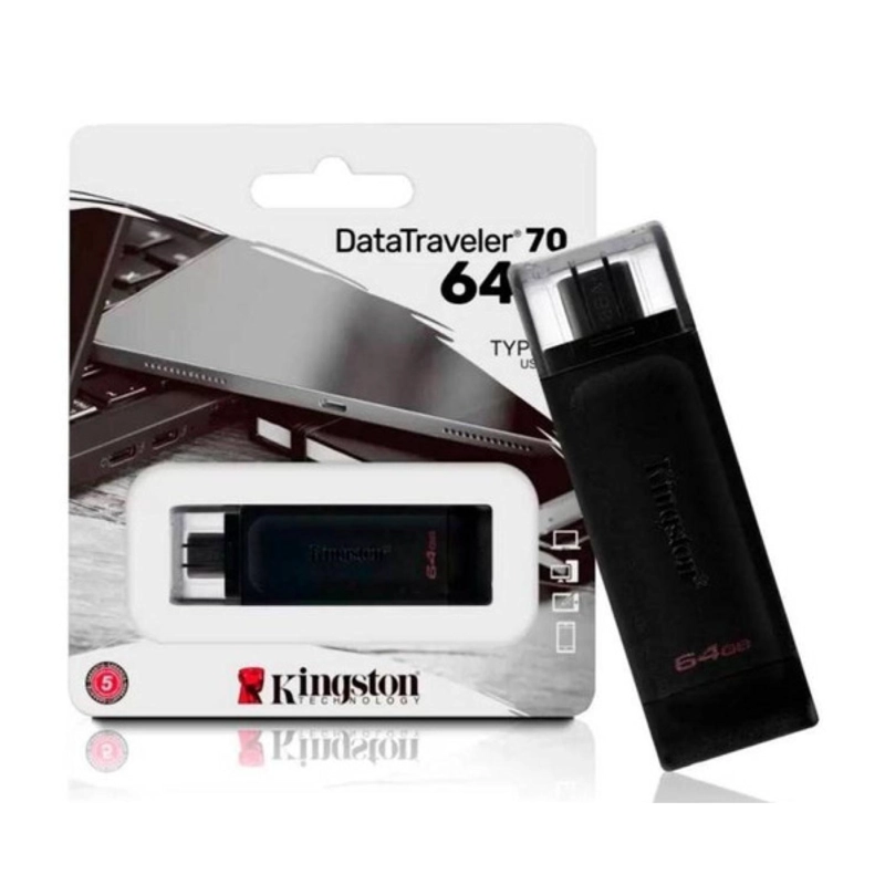 PENDRIVE USB 3.2 TIPO C 64GB EN COLOR NEGRO DT70 KINGSTON - 3