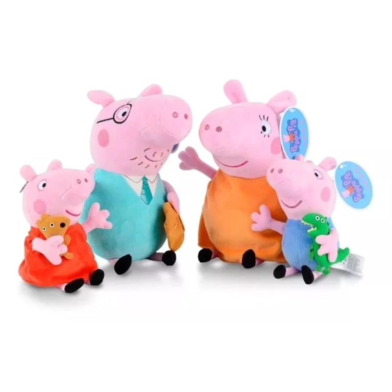 PACK 4 PELUCHES FAMILIA PEPPA PIG 30CM ROSADO INFANTIL - 1