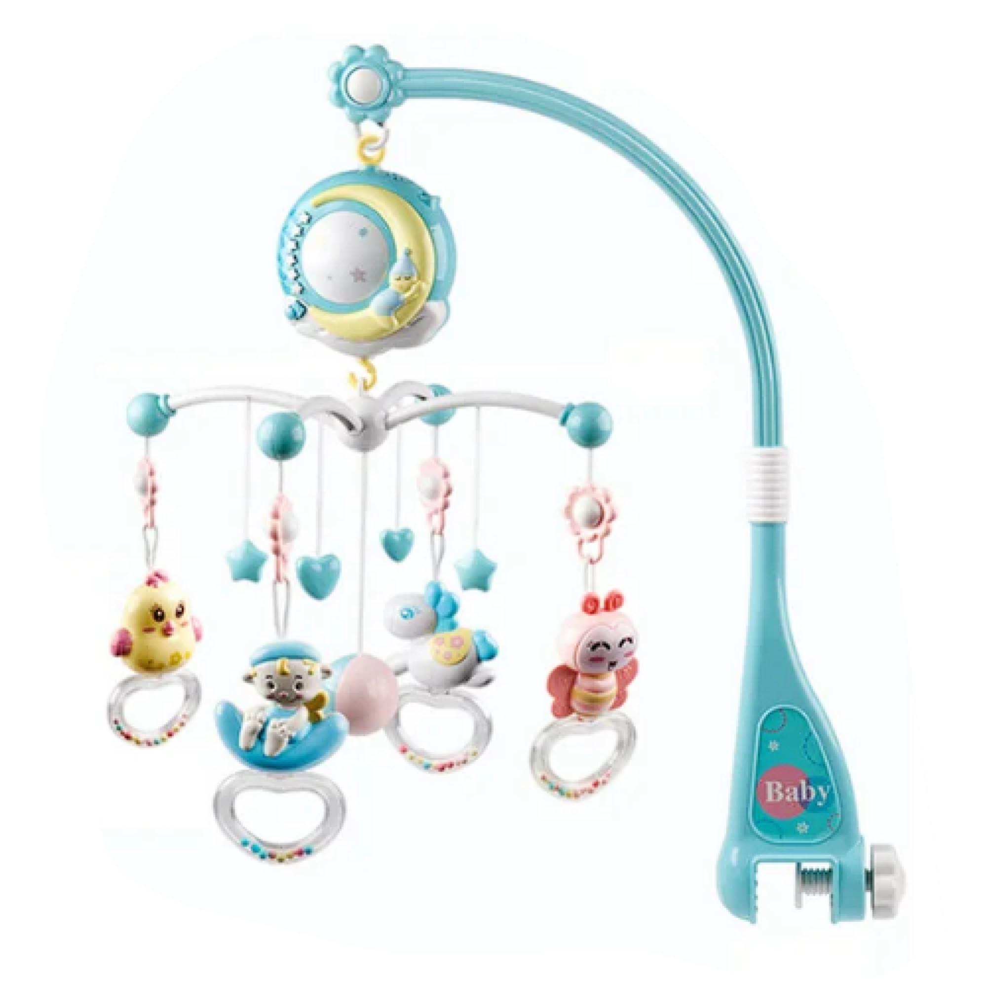 JUGUETE MOVIL SONAJERO INFANTIL CON LUZ Y SONIDO ANIMALES CELESTE - 1