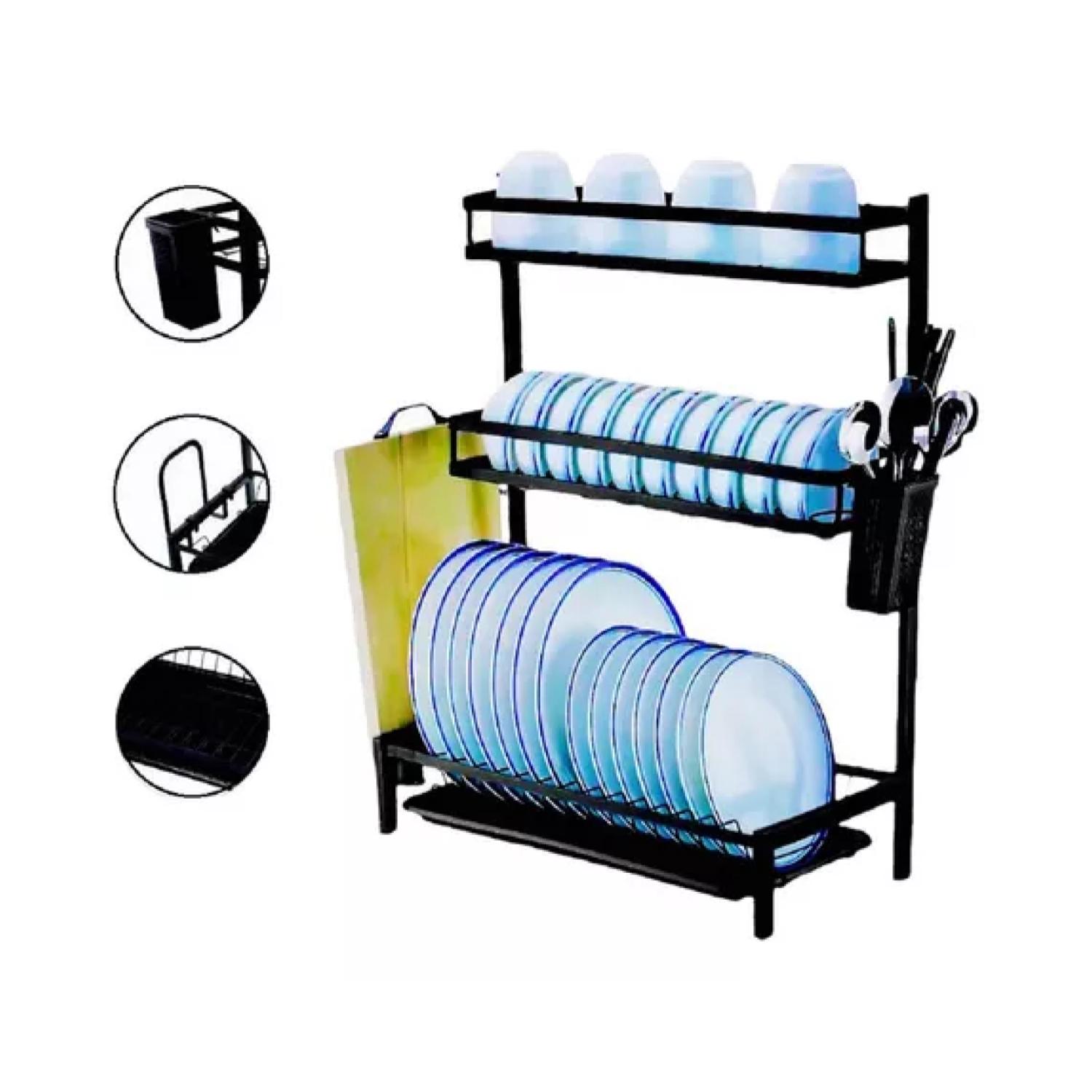 RACK ORGANIZADOR ESCURRIDOR DE LOZA PLATOS 60X42X25CM - 1
