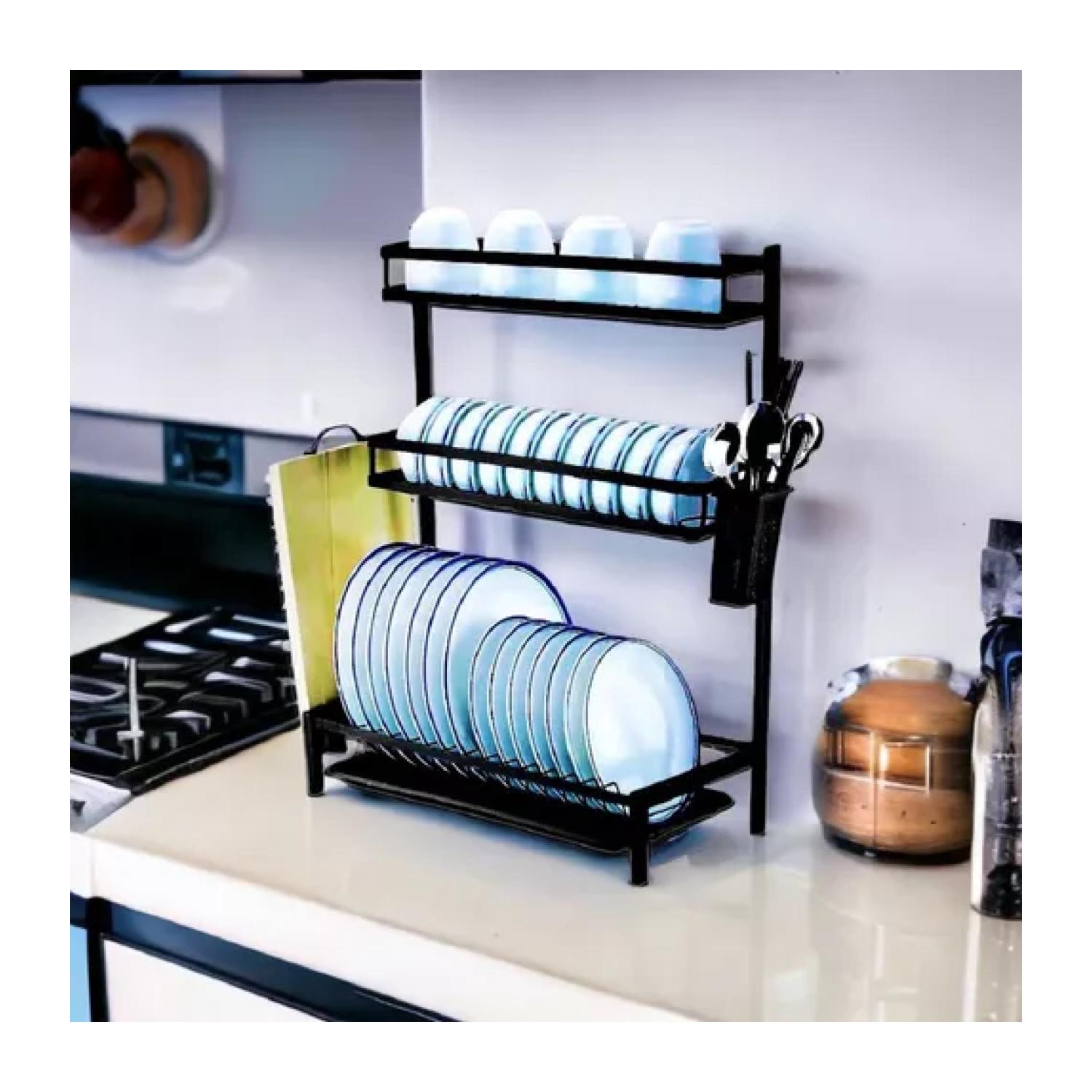 RACK ORGANIZADOR ESCURRIDOR DE LOZA PLATOS 60X42X25CM - 4