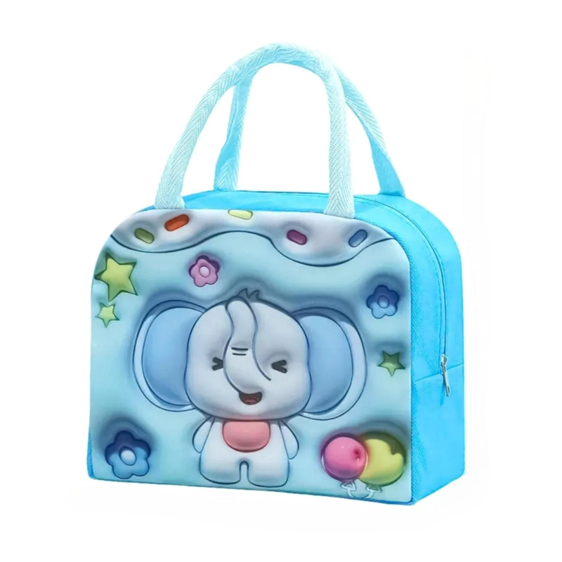 LONCHERA BOLSA TERMICA 23X10X29CM ELEFANTE AZUL KAWAII - 1