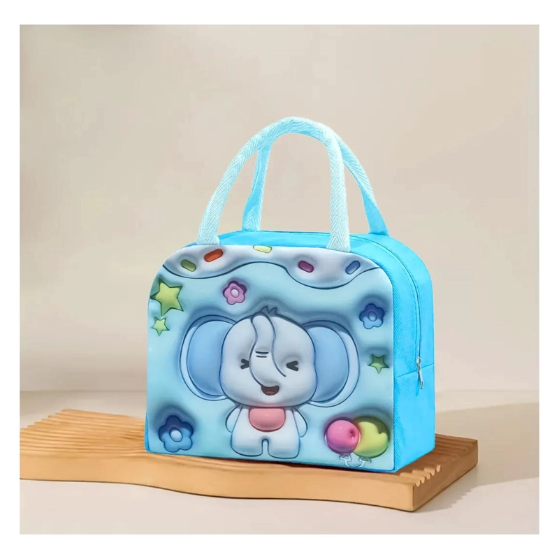 LONCHERA BOLSA TERMICA 23X10X29CM ELEFANTE AZUL KAWAII - 2