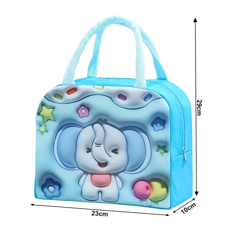 LONCHERA BOLSA TERMICA 23X10X29CM ELEFANTE AZUL KAWAII - 3