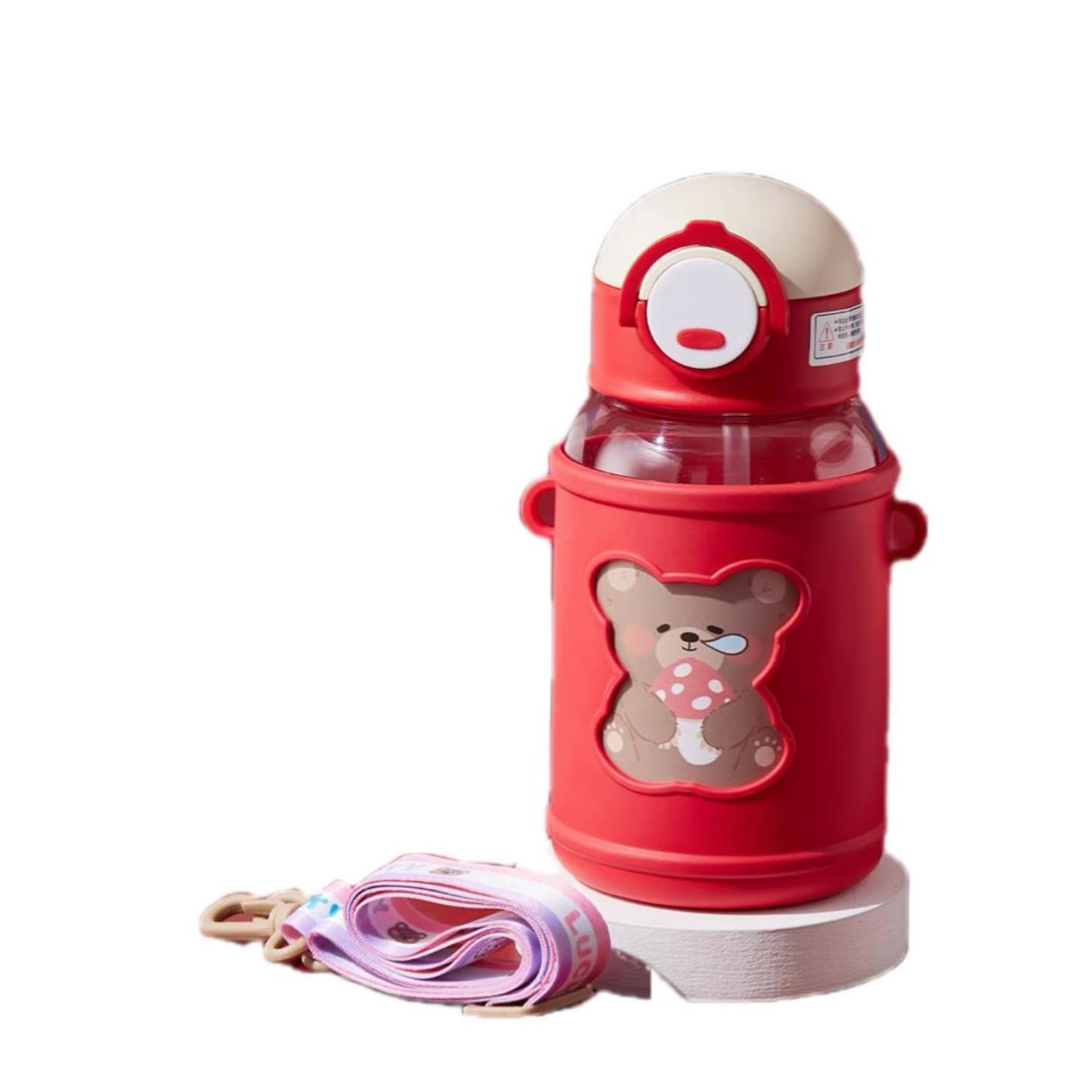 BOTELLA TOTAL CLICK AGUA PORTÁTIL 620ML OSITO KAWAII INFANTIL ROJO - 1