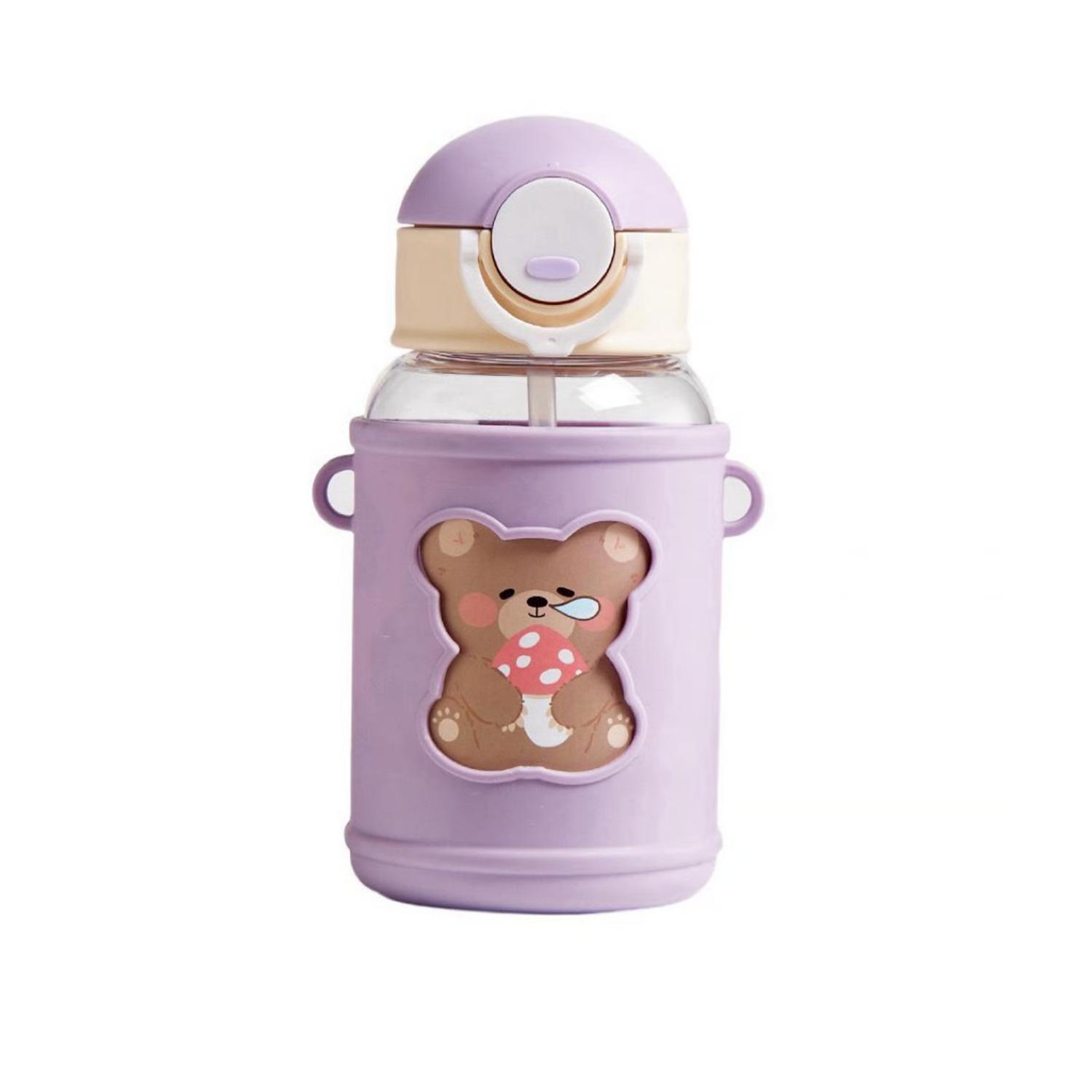 BOTELLA TOTAL CLICK AGUA PORTÁTIL 620ML OSITO KAWAII INFANTIL MORADO - 1