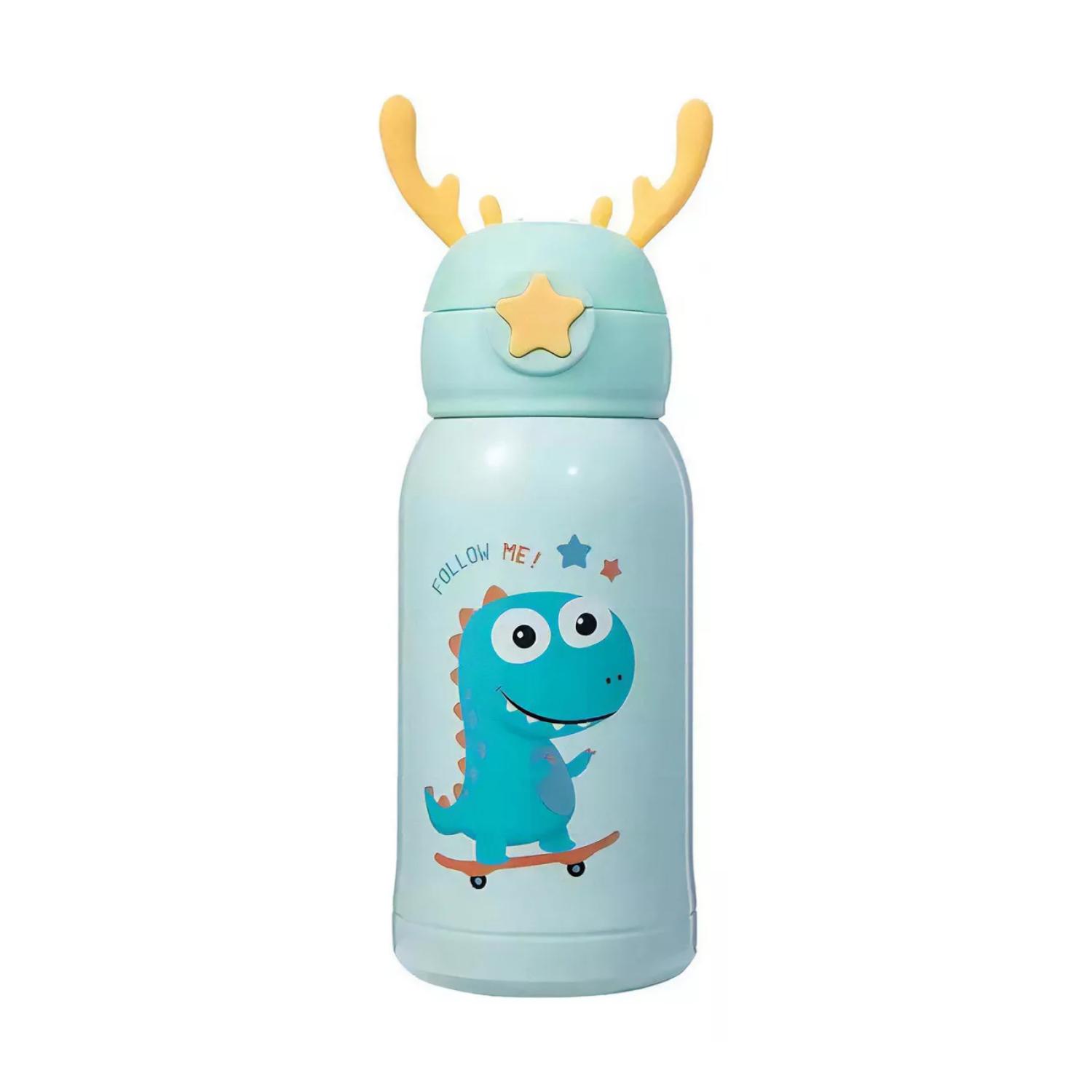 BOTELLA TOTAL CLICK AGUA PORTÁTIL 500ML DINO KAWAII INFANTIL AZUL - 2