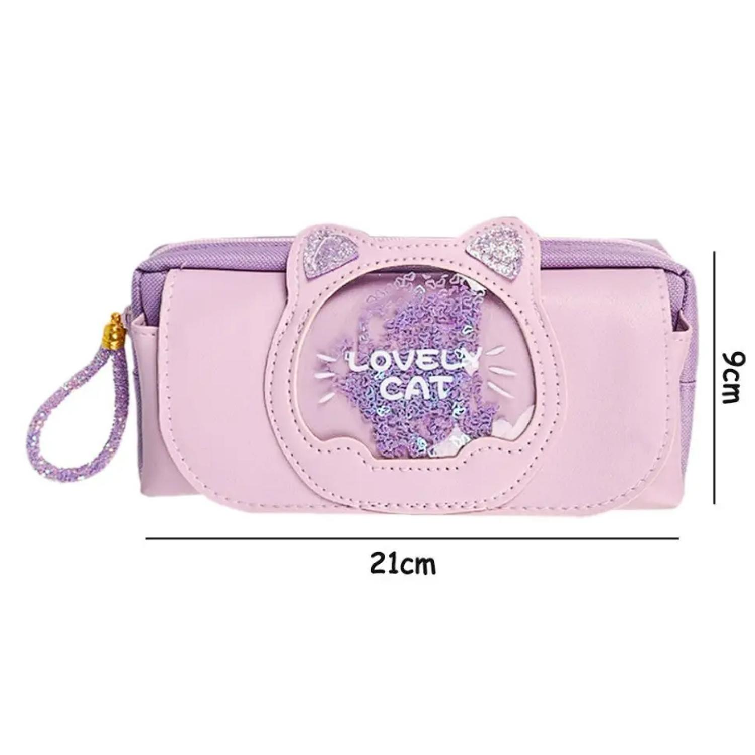 ESTUCHE CARTUCHERA DISEÑO GATITO MORADO KAWAII - 2