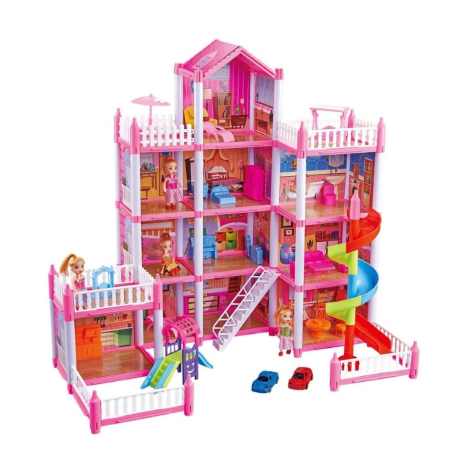 JUGUETE CASA DE MUÑECAS 256 PIEZAS 3 PISOS ROSADO INFANTIL - 1