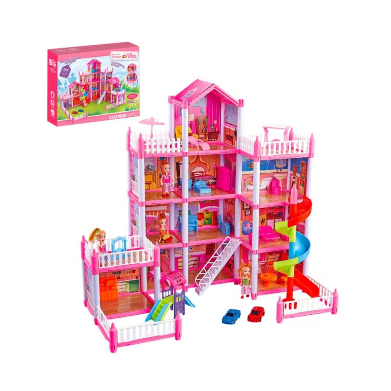 JUGUETE CASA DE MUÑECAS 256 PIEZAS 3 PISOS ROSADO INFANTIL - 3