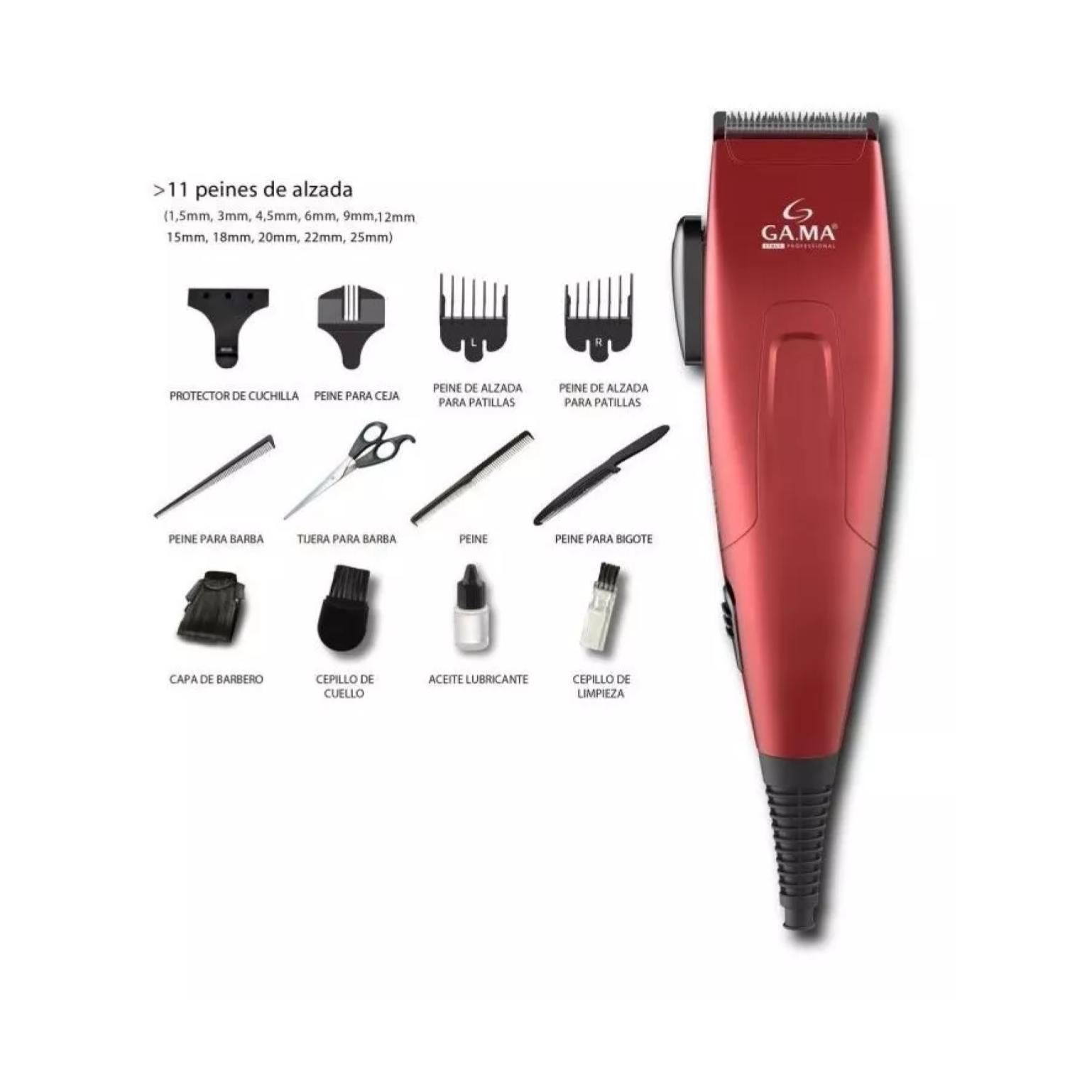 MAQUINA CORTA PELO BARBA 24 ACCESORIOS ROJO GM562 GAMA - 3