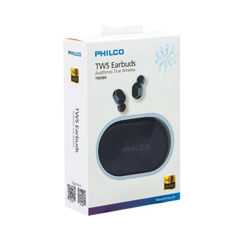 AUDIFONOS BLUETOOTH RECARGABLES TWS EARBUDS NEGRO TW5BK PHILCO - 3