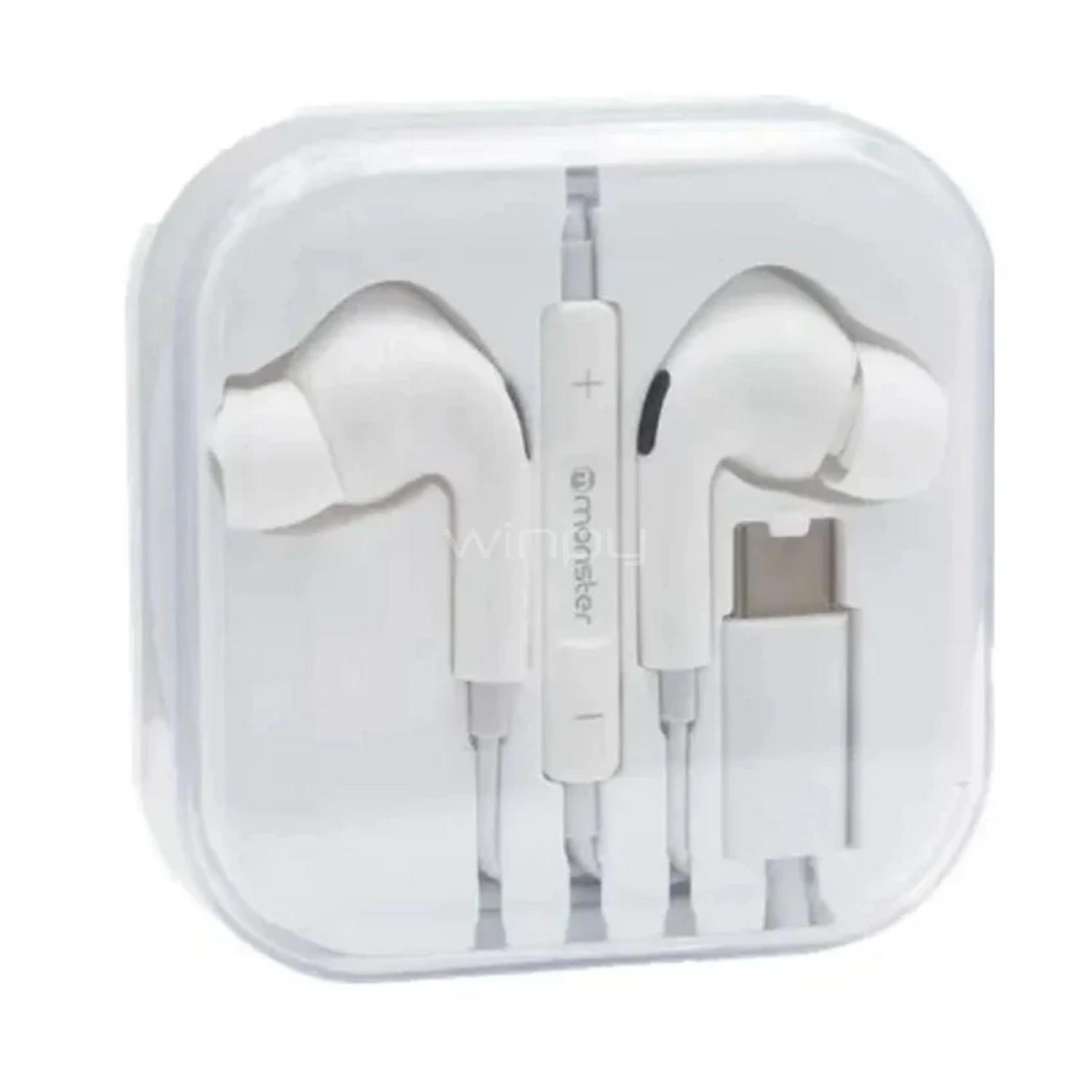 AUDIFONOS MANOS LIBRES MANOS LIBRES USB C BLANCO C21 MONSTER - 2
