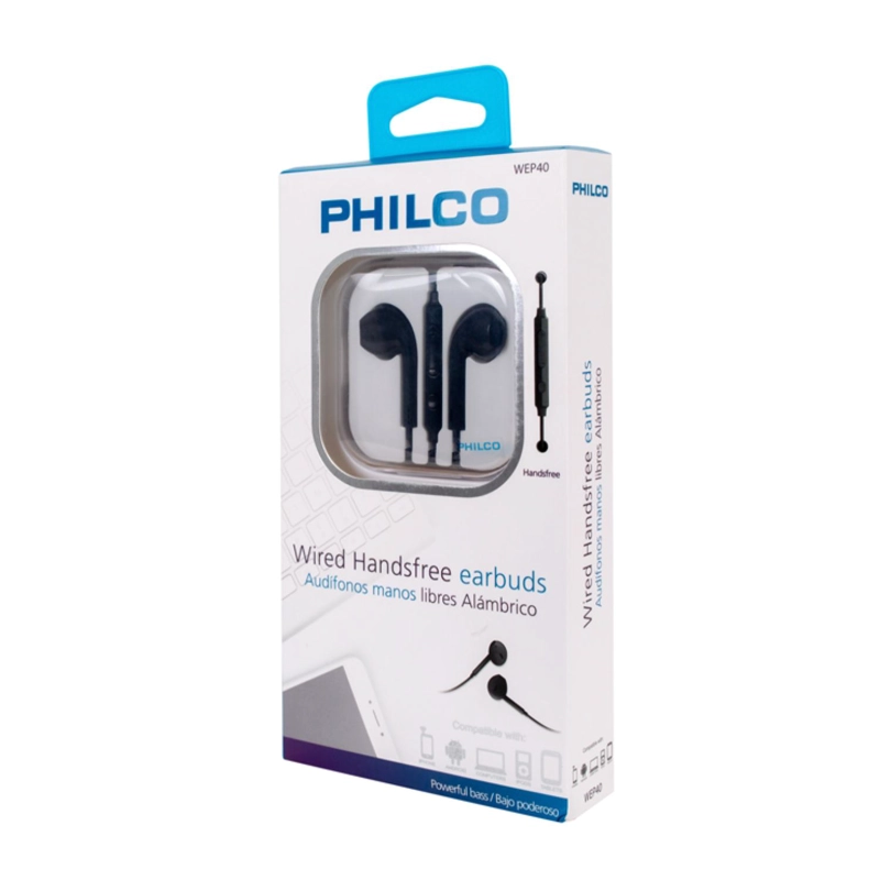 AUDIFONO ALAMBRICO MANOS LIBRES D40 NEGRO PHILCO - 2
