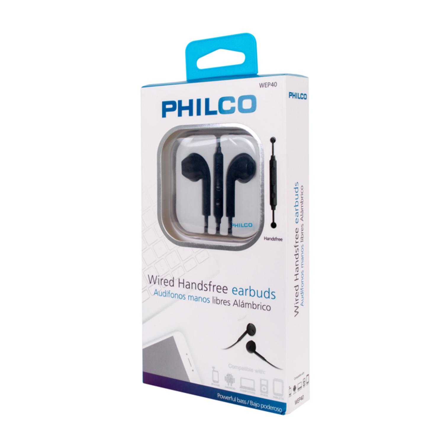 AUDIFONO ALAMBRICO MANOS LIBRES D40 NEGRO PHILCO - 2