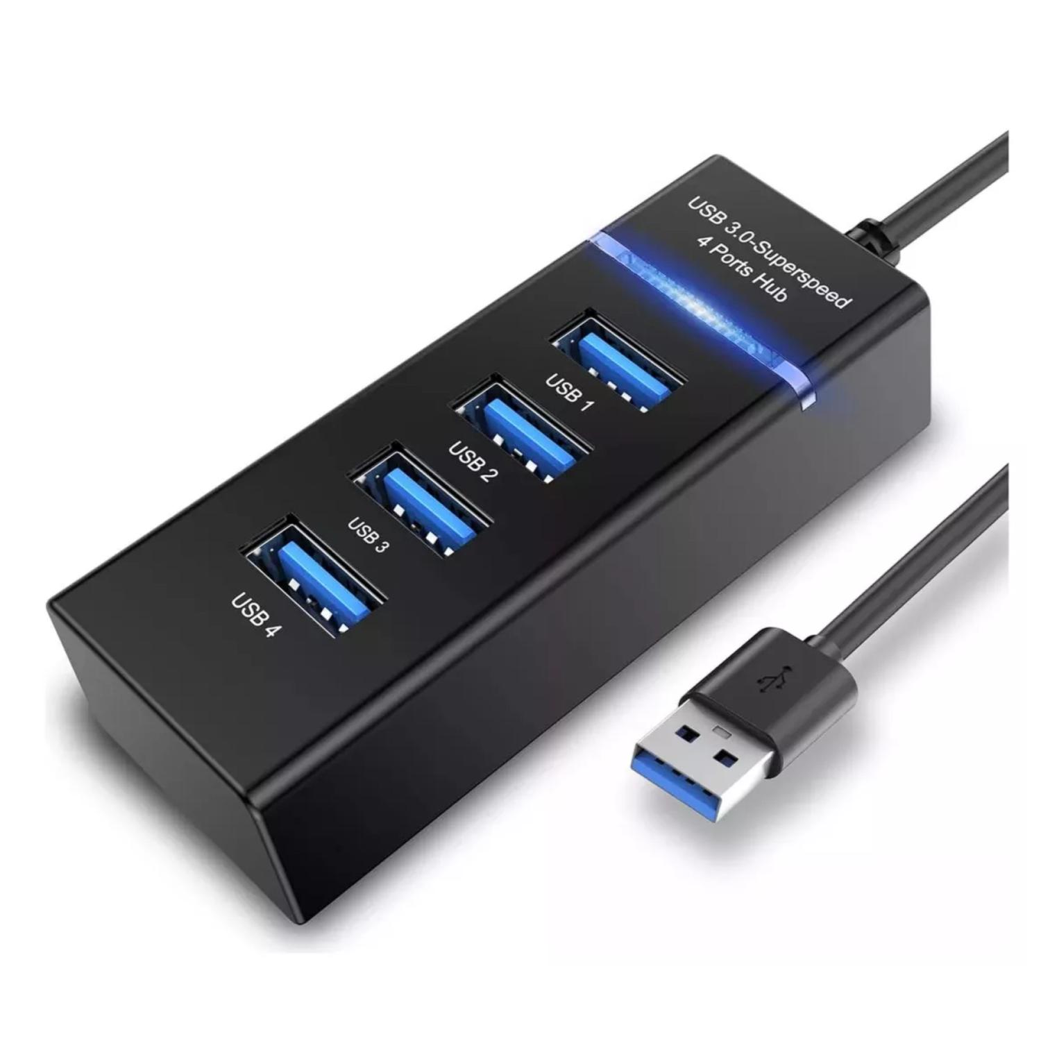ADAPTADOR HUB USB 3.0 4 PUERTOS LUZ INDICADORA NEGRO HB30N - 2