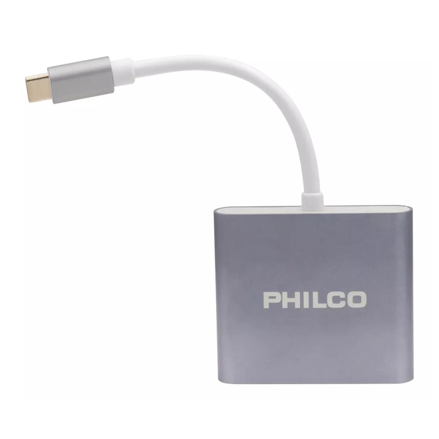 ADAPTADOR 3 EN 1 USB C A HDMI USB 3.0 USB C GRIS PHILCO - 2