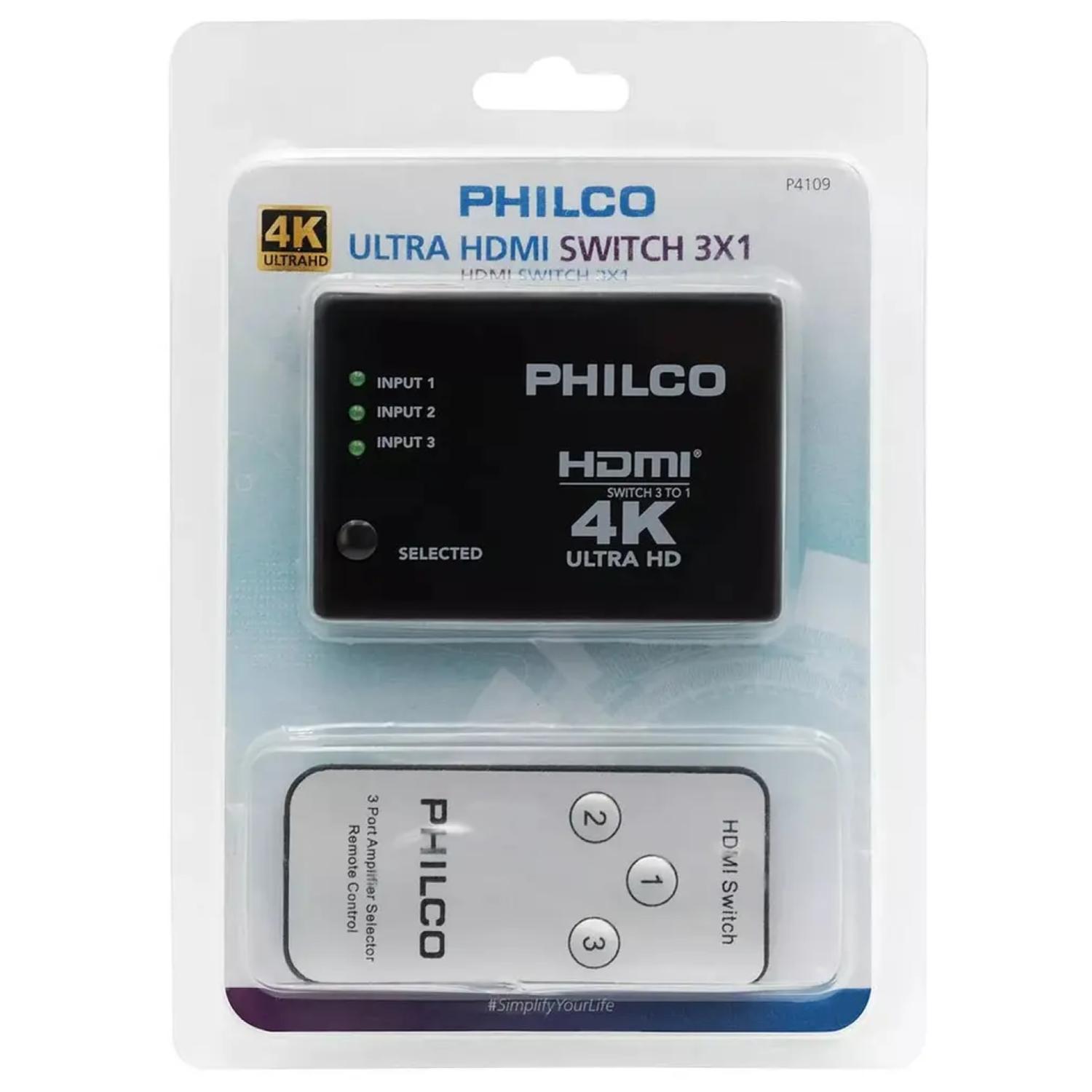 ADAPTADOR SWITCH HDMI 3X1 4K UHD NEGRO MP4109 - 4