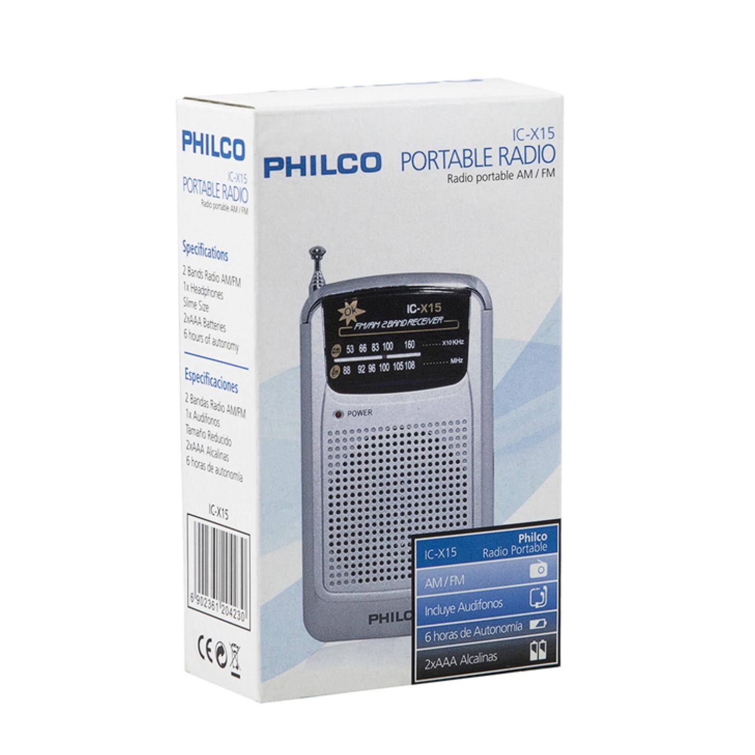 RADIO PHILCO PORTATIL A PILAS CON AUDIFONOS FM AM RICX15 - 3