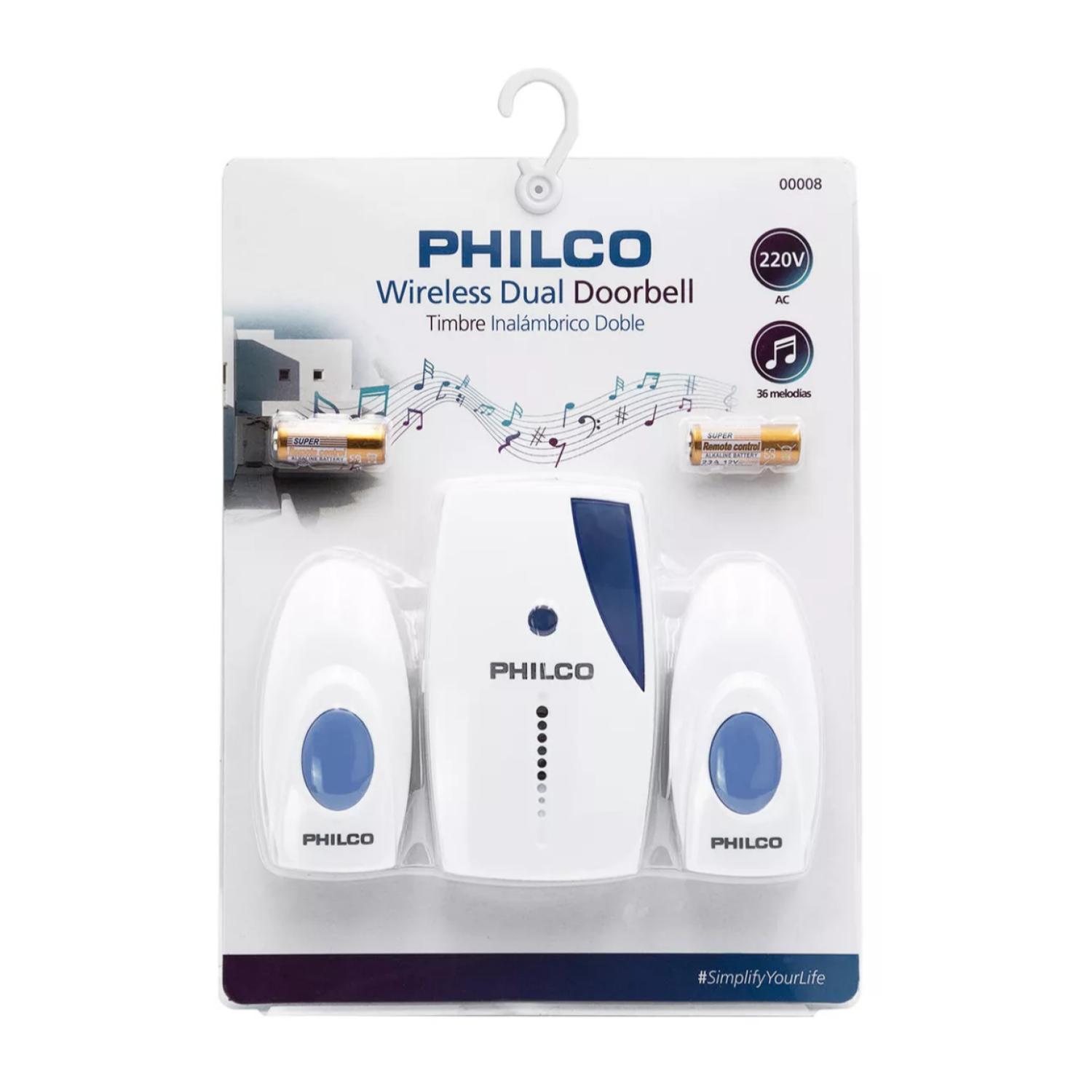 TIMBRE PHILCO INALÁMBRICO A PILA 80 MTS BLANCO - 3