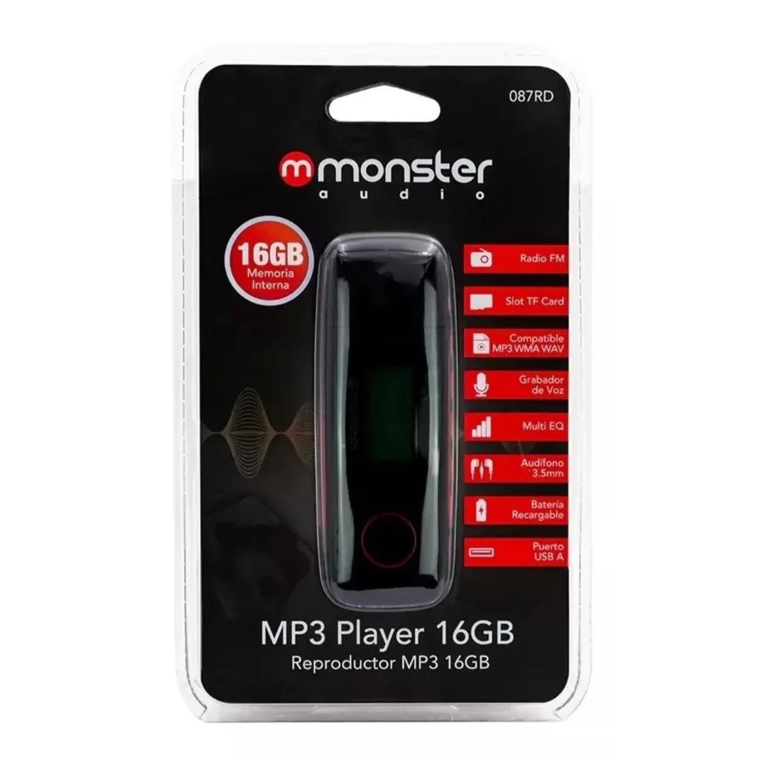 REPRODUCTOR MP3 MONSTER 16GB GRABADOR DE VOZ USB X087BL - 2