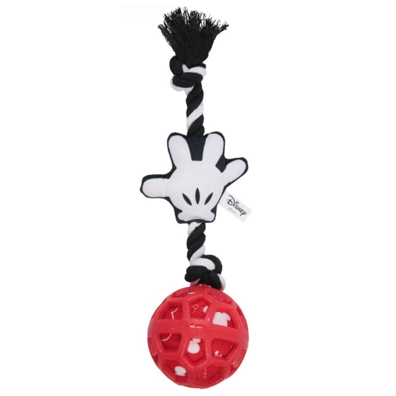 JUGUETE INTERACTIVO PARA MASCOTAS CUERDA Y PELOTA ROJO MM - 1