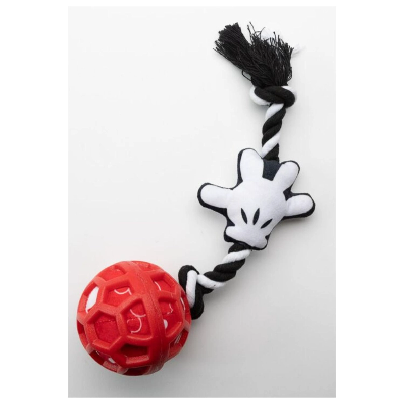 JUGUETE INTERACTIVO PARA MASCOTAS CUERDA Y PELOTA ROJO MM - 3